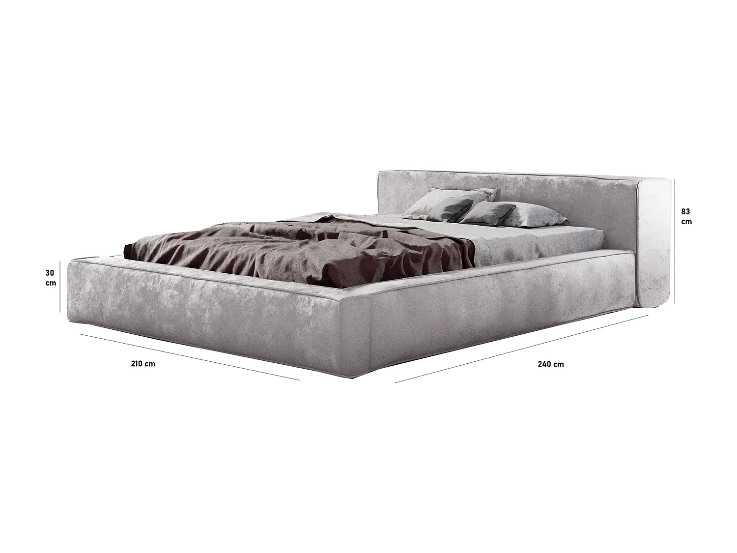 Emporius gestoffeerd bed tweepersoonsbed 180x200 Bueno - lattenbodem, opbergruimte - fluweel - Zwart (Infinity 18)