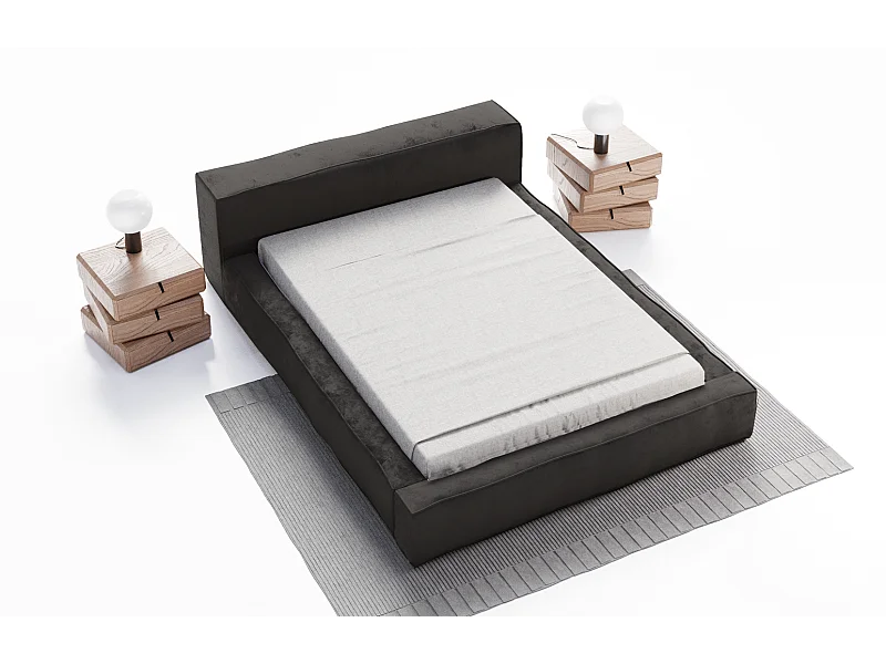 Emporius gestoffeerd bed tweepersoonsbed 180x200 Bueno - lattenbodem, opbergruimte - fluweel - Zwart (Infinity 18)