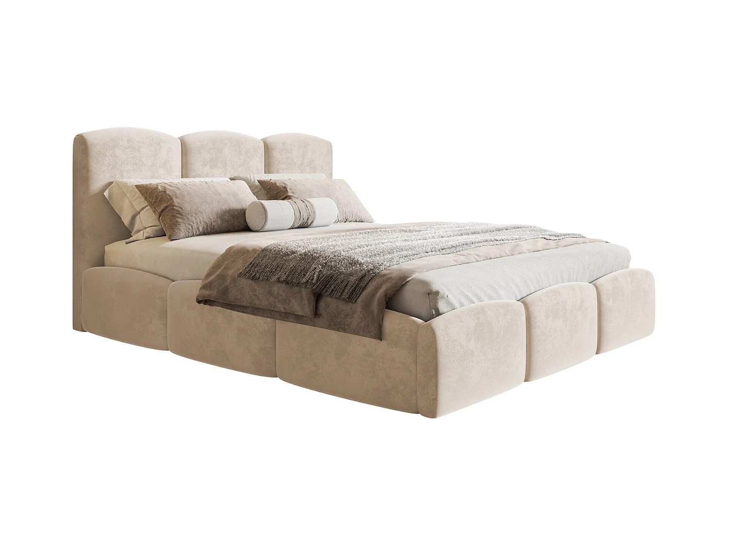 Emporius Lit 180x200 Roma Slim - Lit coffre 180x200, lit double avec Rangement, tissu velvet - Beige (Amor Velvet 4304)