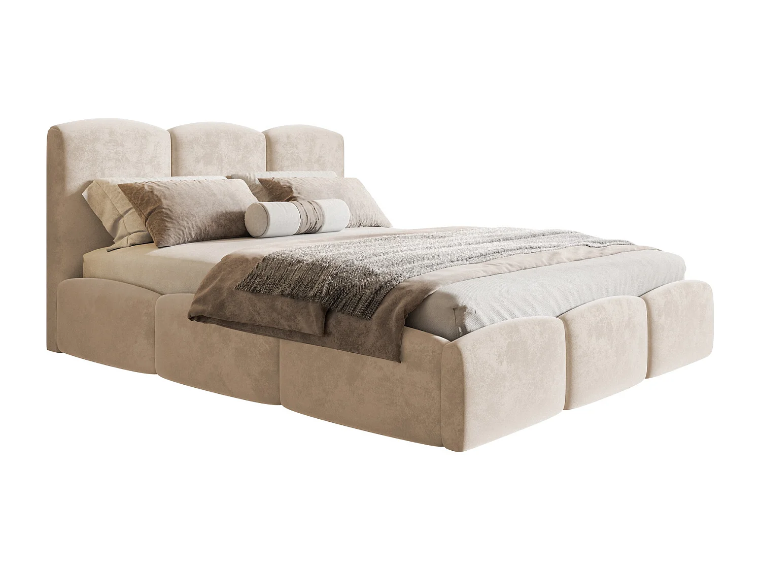 Emporius Lit 180x200 Roma Slim - Lit coffre 180x200, lit double avec Rangement, tissu velvet - Beige (Amor Velvet 4304)