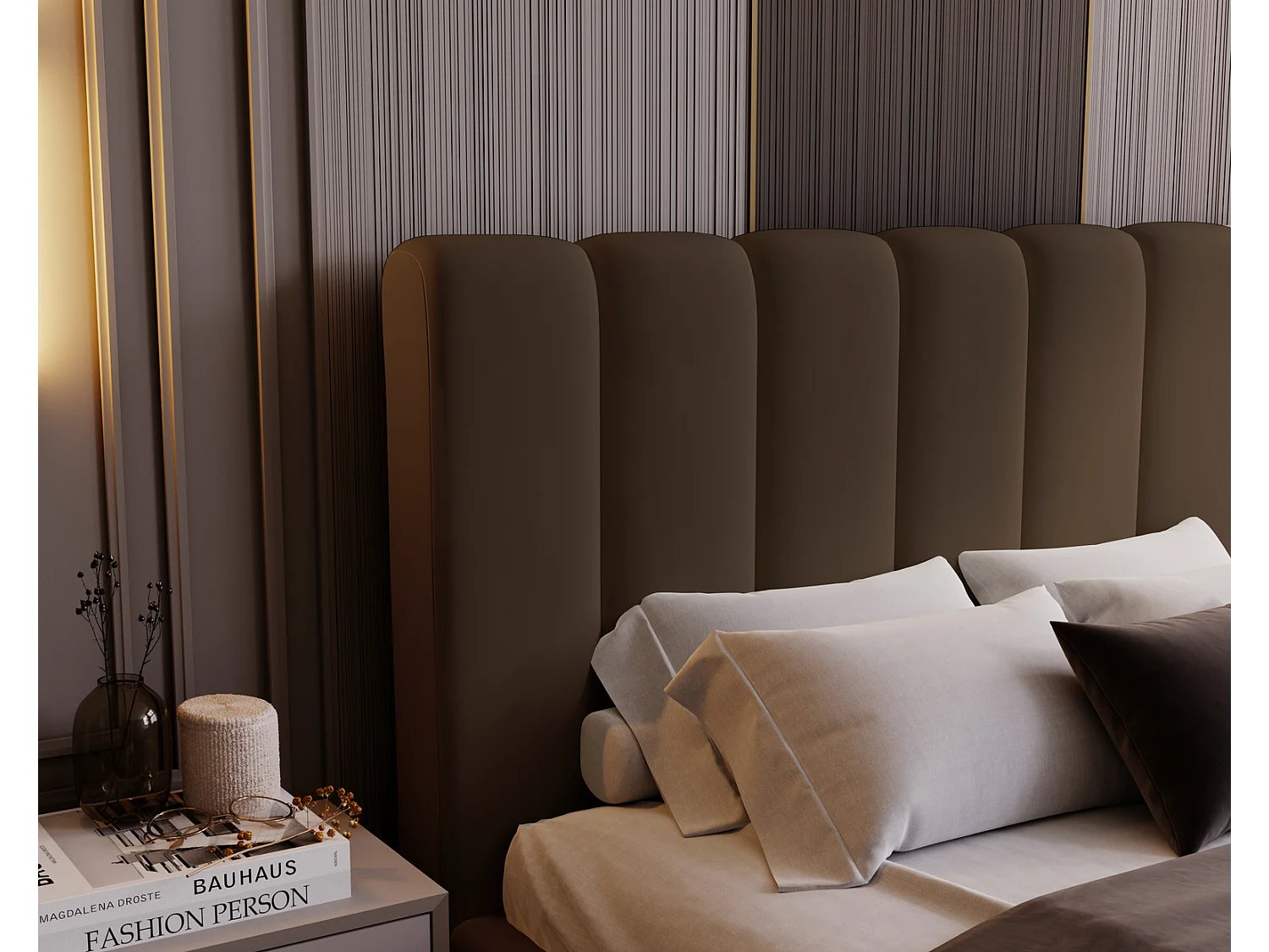 Emporius bed 160x200 Valetta - tweepersoonsbed met opbergruimte, luxe bed met lattenbodem en bedlade - Gestoffeerd bed 160x200 - Bruin (Amor Velvet 4301)