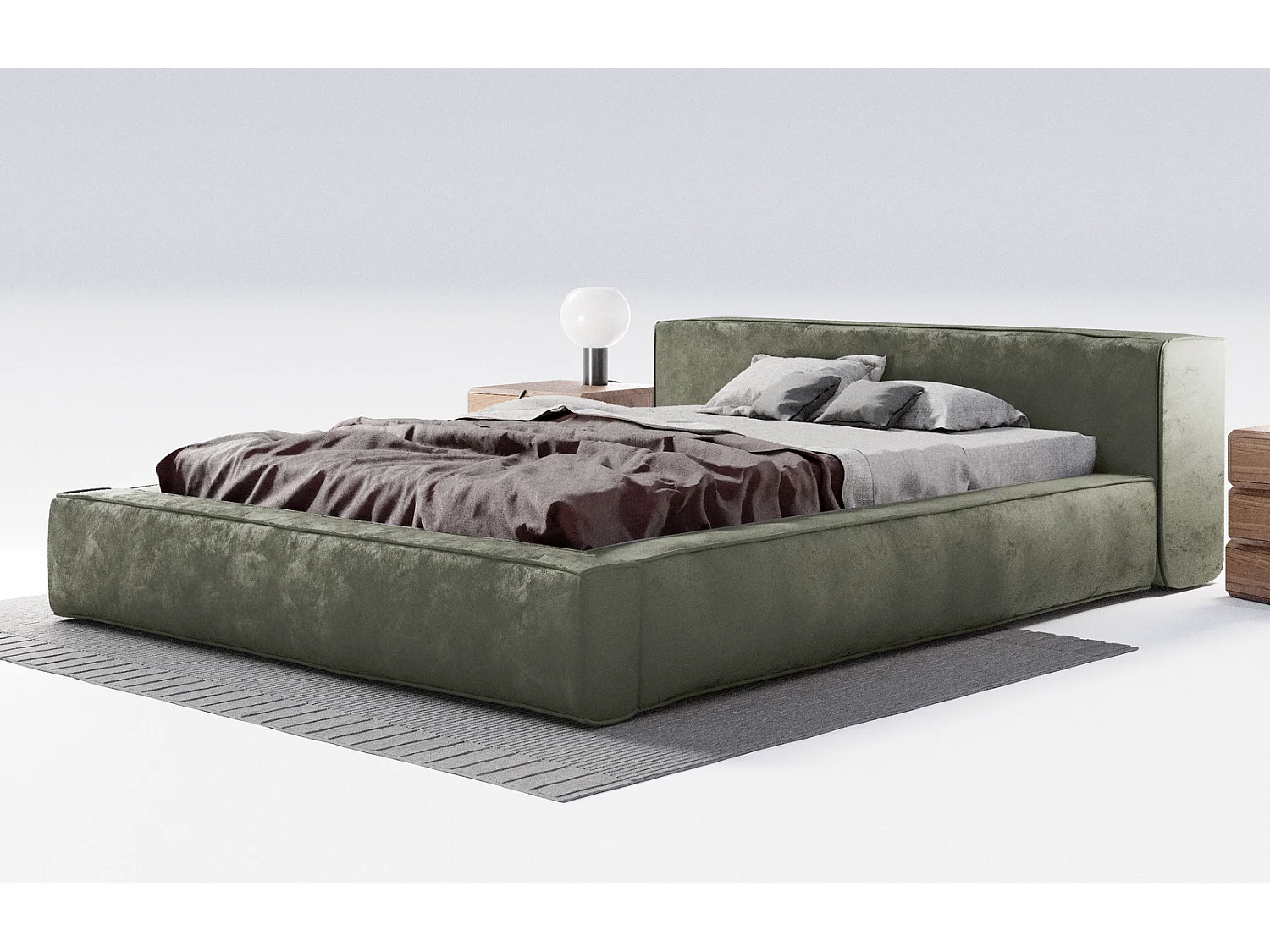 Emporius Lit double avec Rangement 140x200 Bueno - Lit rembourré, Sommier à Lattes, Tête de Lit - Vert (Infinity 10)