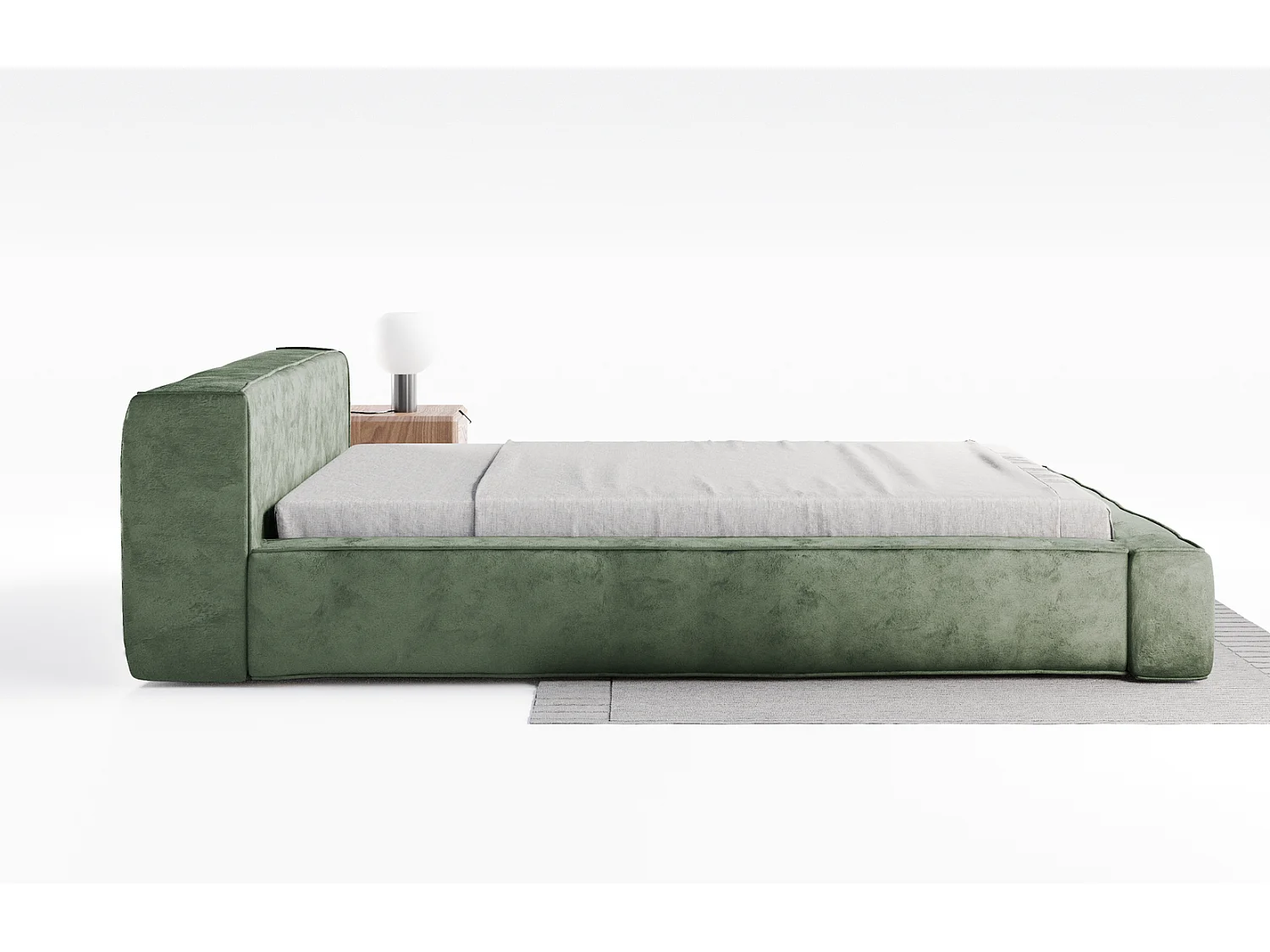 Emporius Lit double avec Rangement 140x200 Bueno - Lit rembourré, Sommier à Lattes, Tête de Lit - Vert (Infinity 10)