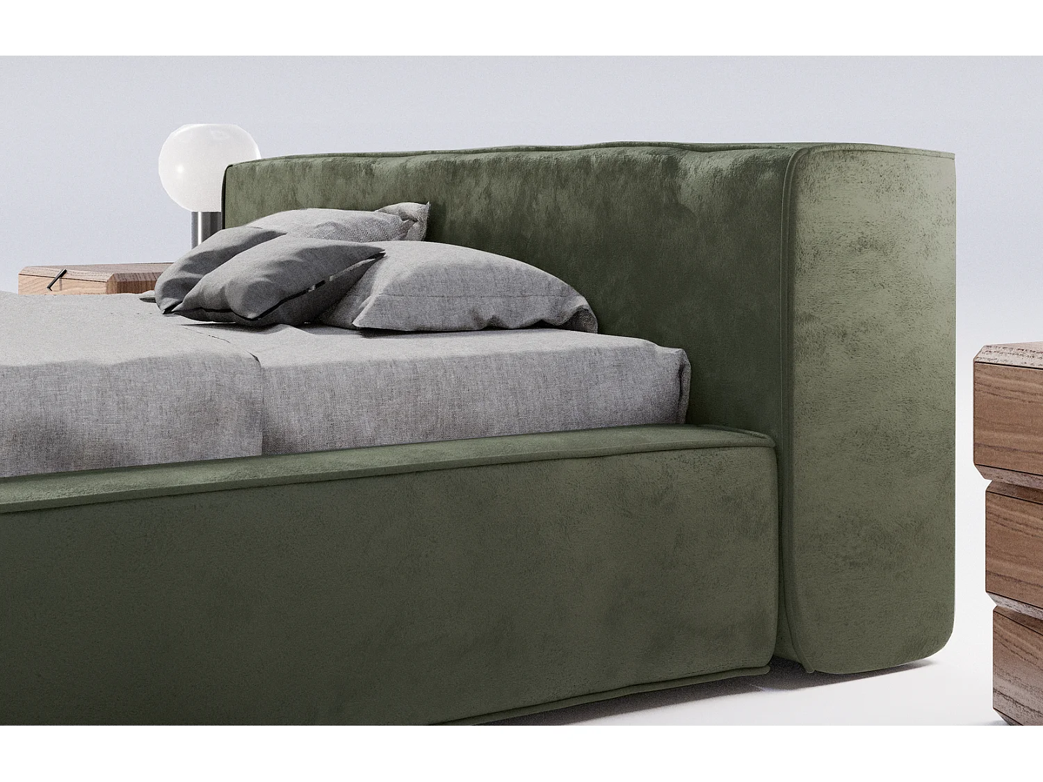 Emporius Lit double avec Rangement 140x200 Bueno - Lit rembourré, Sommier à Lattes, Tête de Lit - Vert (Infinity 10)