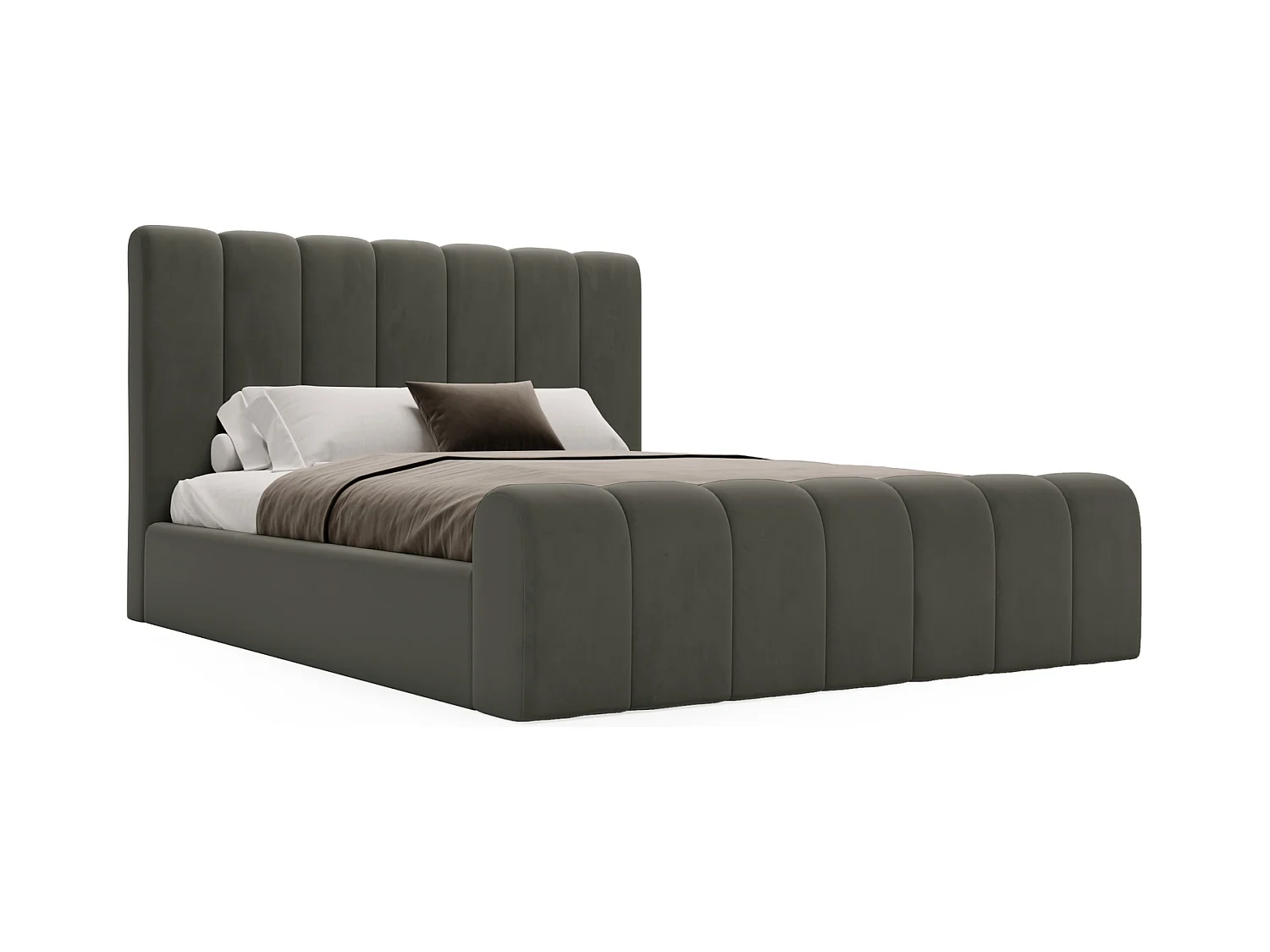 Emporius bed 180x200 Valetta - tweepersoonsbed met opbergruimte, luxe bed met lattenbodem en bedlade - Gestoffeerd bed 180x200 - Donkergrijs (Amor Velvet 4321)