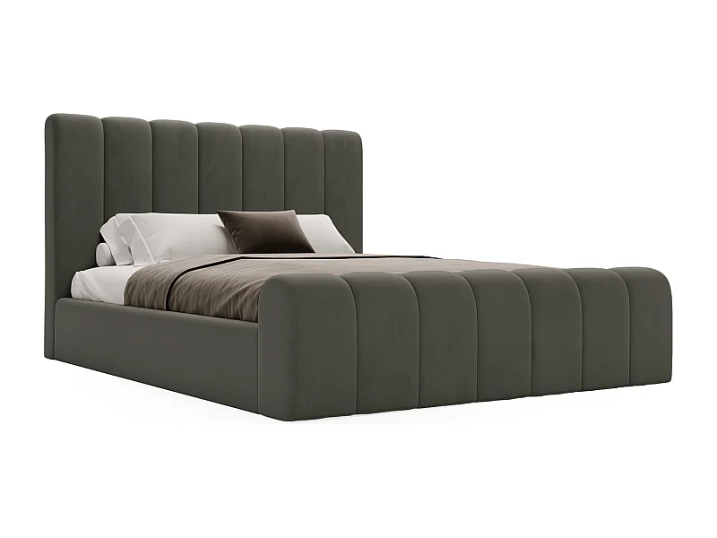 Emporius bed 180x200 Valetta - tweepersoonsbed met opbergruimte, luxe bed met lattenbodem en bedlade - Gestoffeerd bed 180x200 - Donkergrijs (Amor Velvet 4321)