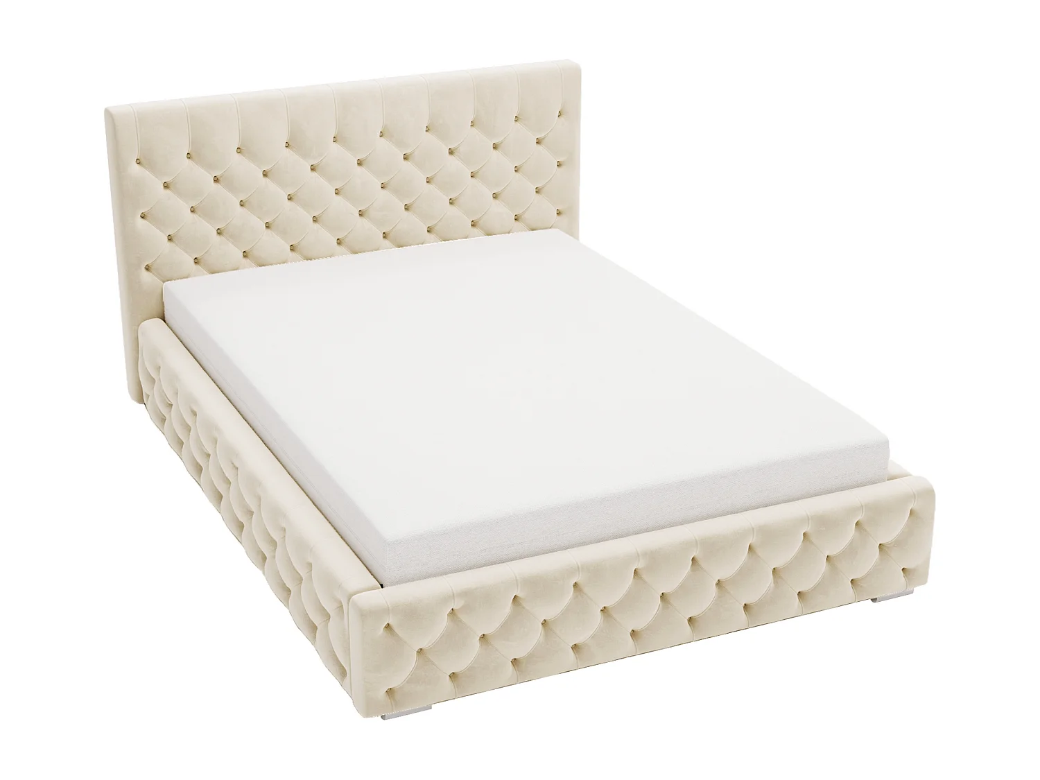 Emporius Lit adulte 160x200 cm avec Rangement Elira - Lit Double, lit rembourré, Lit Adulte avec Tete de Lit - Velvet Beige (Magic Velvet 2201)