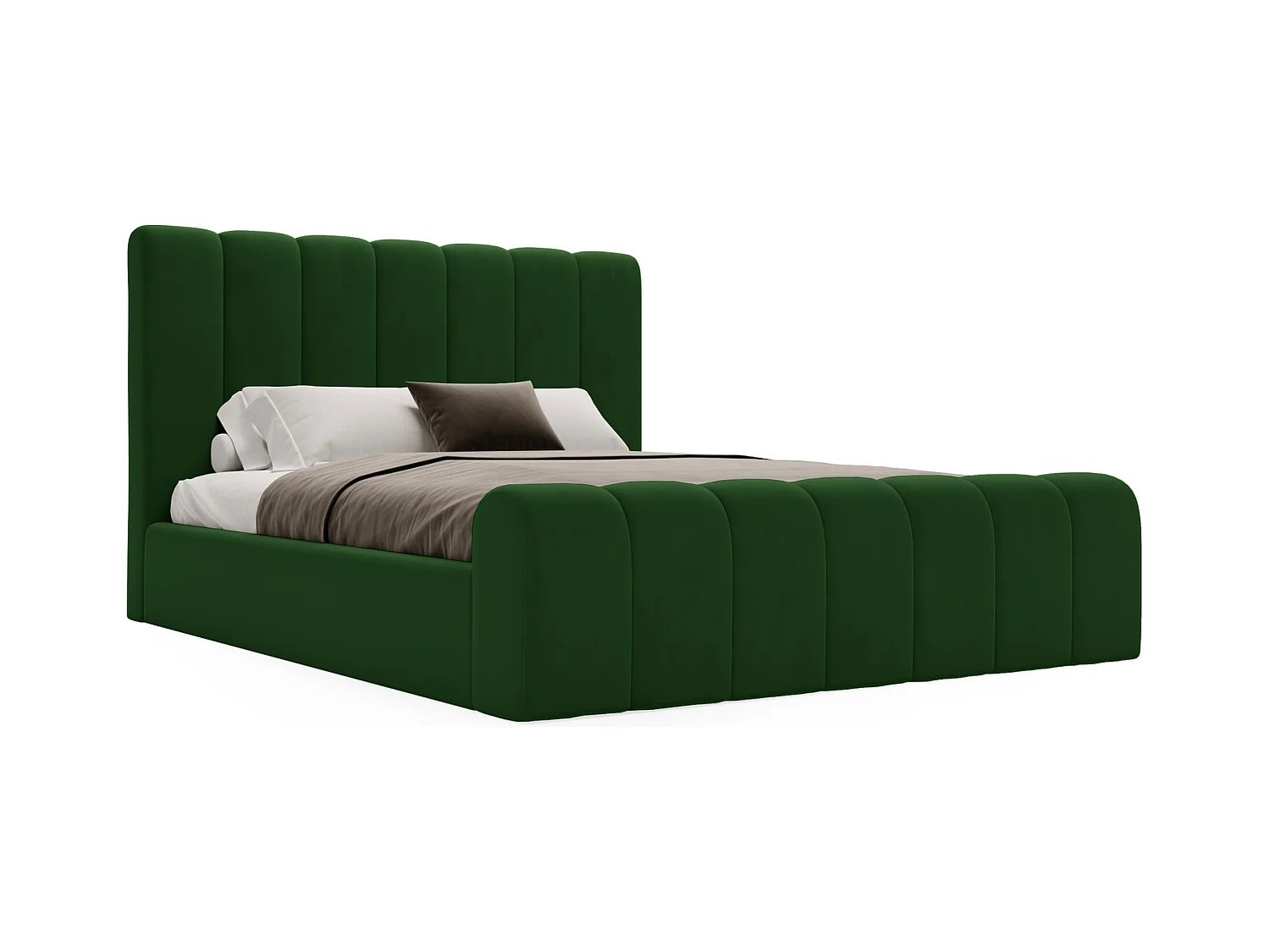 Emporius bed 200x200 Valetta - tweepersoonsbed met opbergruimte, luxe bed met lattenbodem en bedlade - Gestoffeerd bed 200x200 - Groen (Amor Velvet 4311)