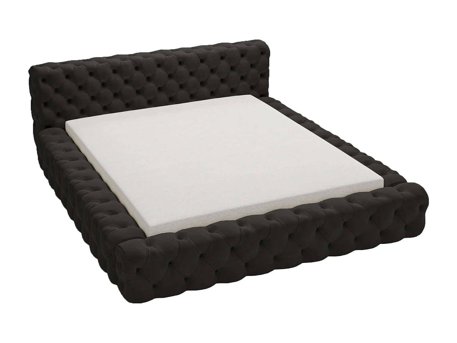Emporius Lit rembourré avec rangement Vigo, Lit adulte 180x200 cm - Noir (Amor Velvet 4322)