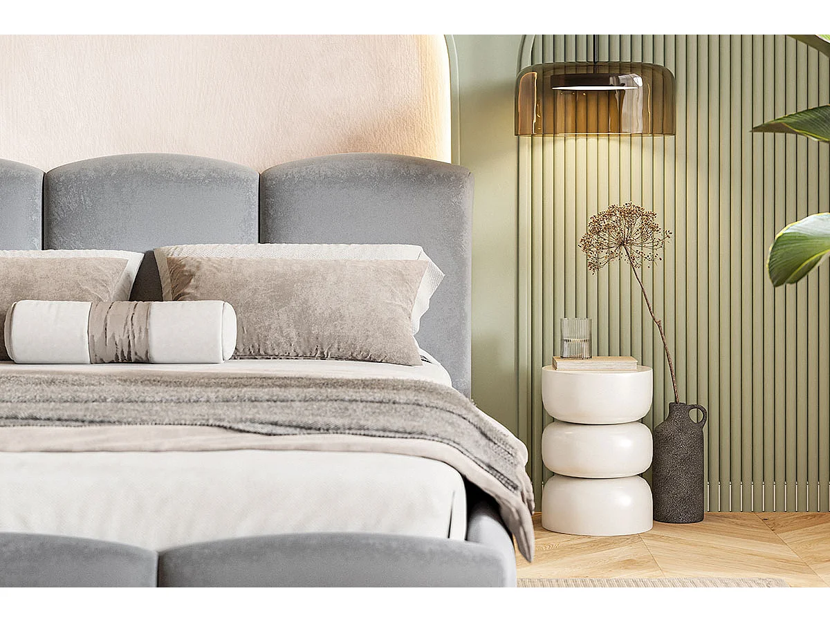 Emporius Lit 140x200 Roma Slim - Lit coffre 140x200, lit double avec Rangement, tissu velvet - Vert (Amor Velvet 4311)