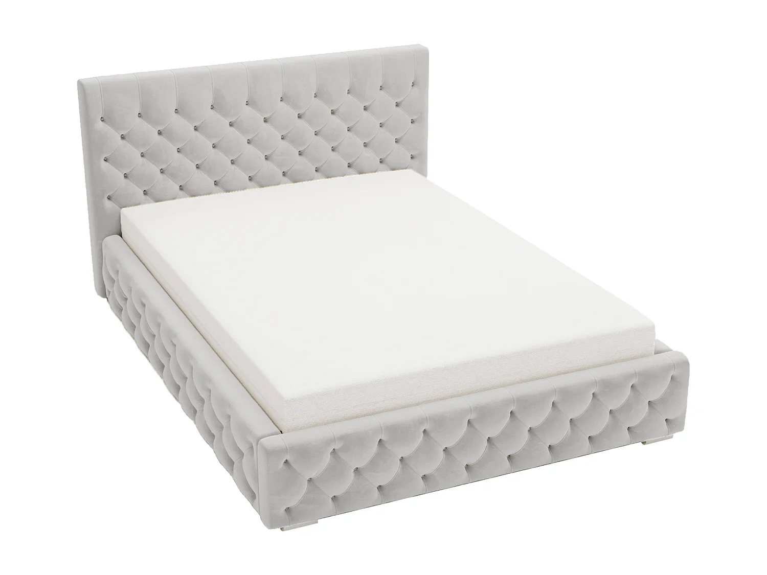 Emporius Lit adulte 140x200 cm avec Rangement Elira - Lit Double, lit rembourré, Lit Adulte avec Tete de Lit - Velvet Gris clair (Magic Velvet 2218)