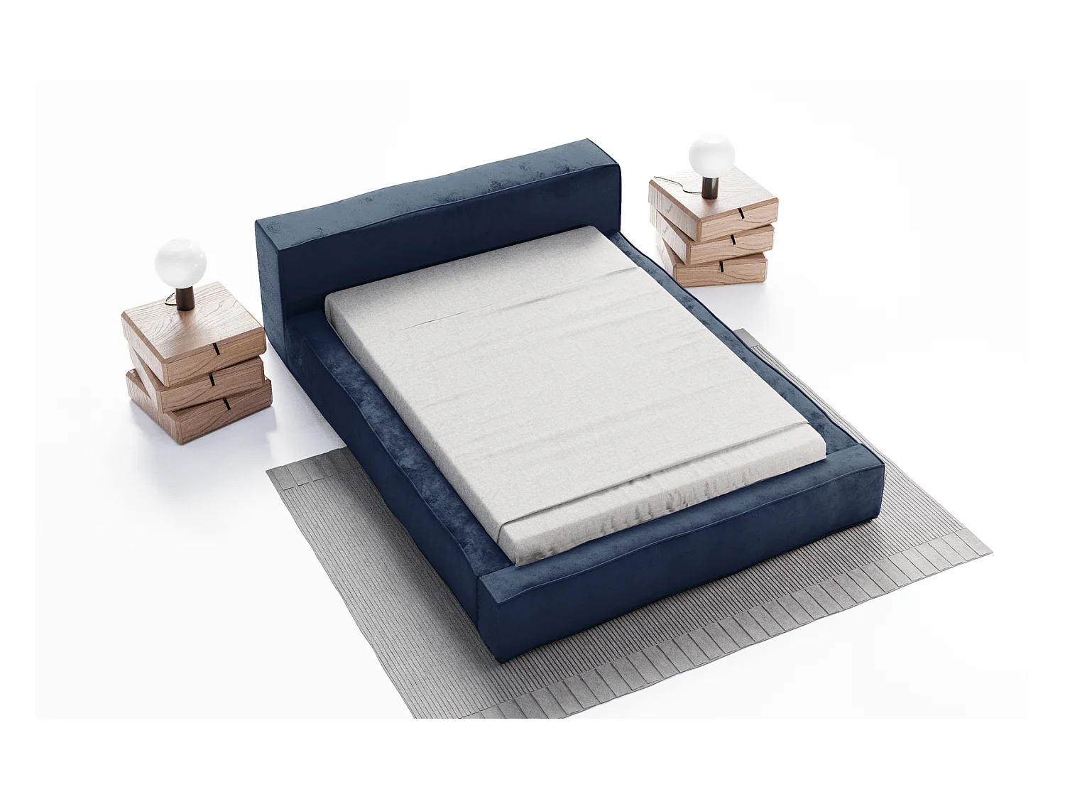 Emporius gestoffeerd bed tweepersoonsbed 160x200 Bueno - lattenbodem, opbergruimte - fluweel - Blauw (Infinity 11)