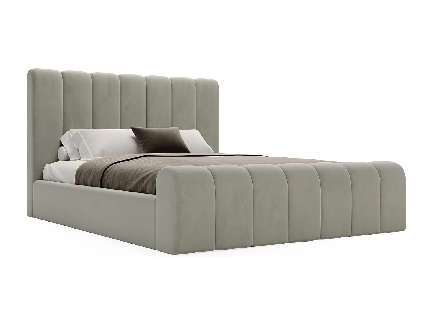 Emporius Polsterbett 200x200 Valetta - Bett mit Bettkasten, Lattenrost & Kopfteil - Hersteller, Doppelbett 200x200 velvet (Hellgrau - Amor Velvet 4318)