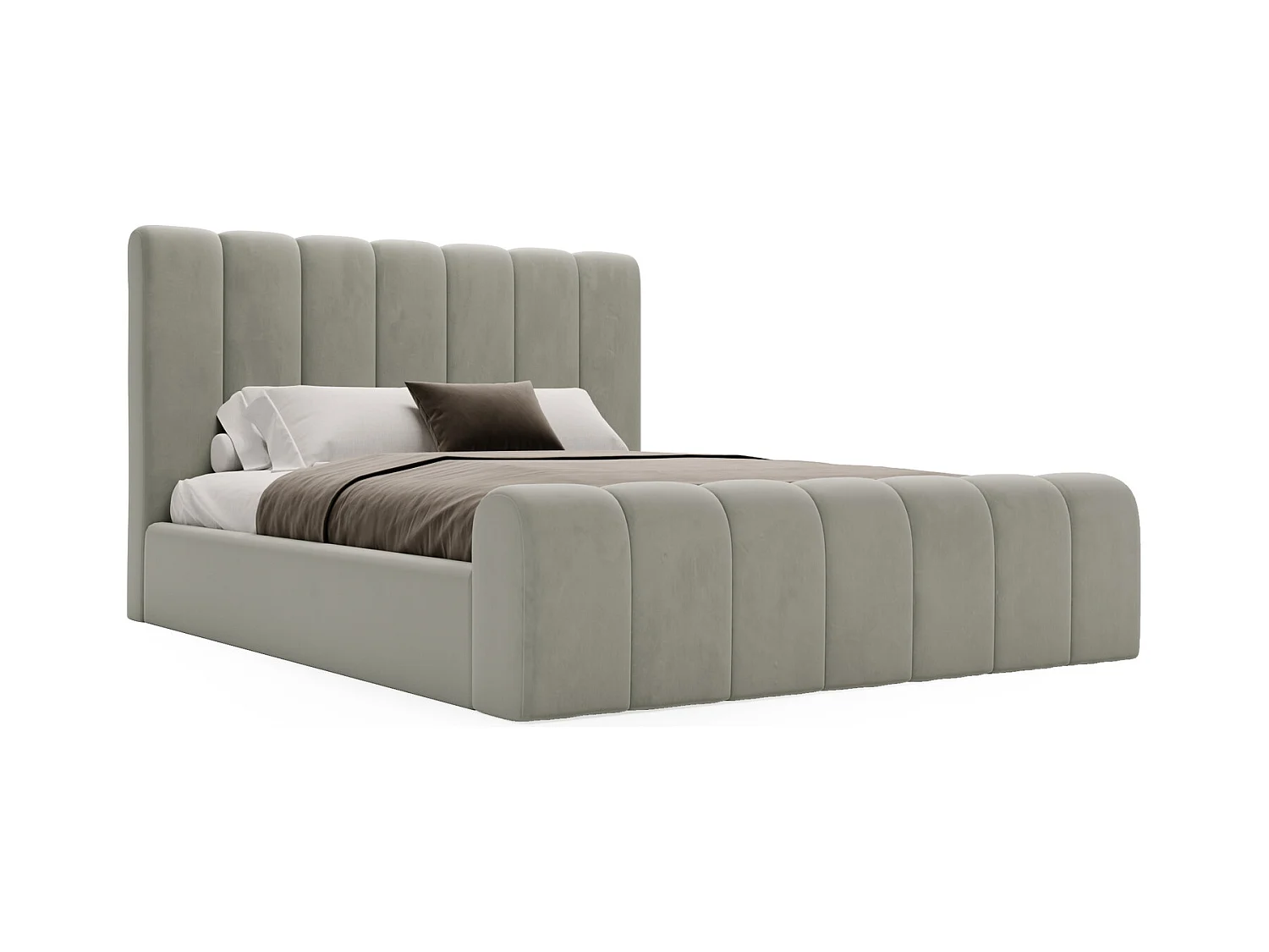 Emporius Lit 200x200 Valetta - Lit Rembourré avec Rangement, Sommier à Lattes, Lit adulte velvet 200x200 - Gris clair (Amor Velvet 4318)