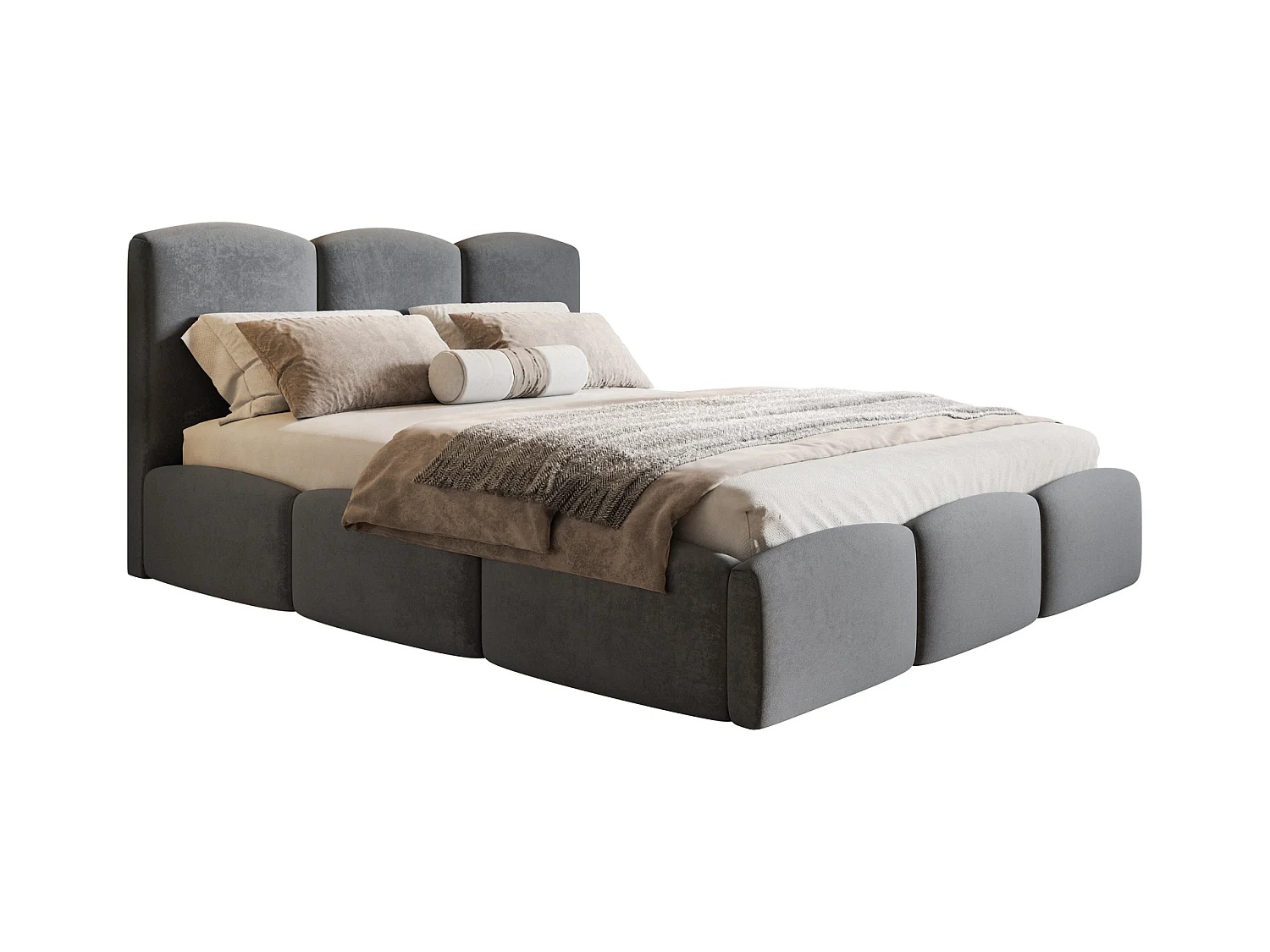 Emporius Lit 140x200 Roma Slim - Lit coffre 140x200, lit double avec Rangement, tissu velvet - Gris foncé (Amor Velvet 4321)