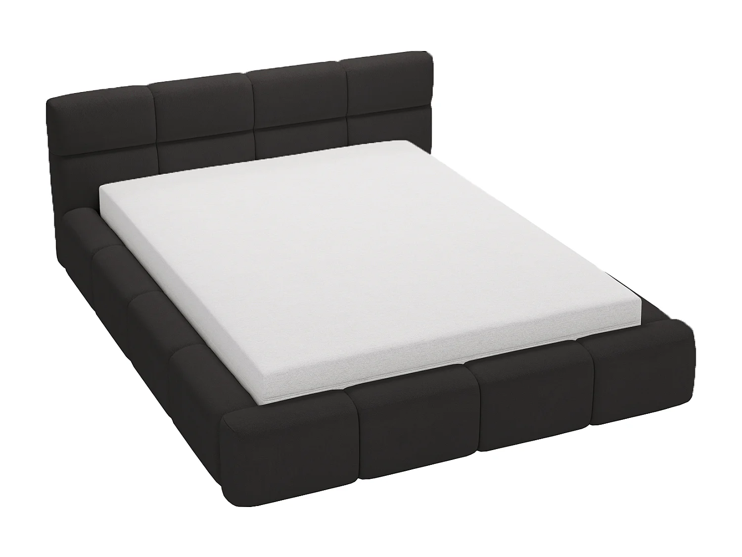 Emporius Lit rembourré 140x200, Lit adulte avec Rangement Oslo - Tete de Lit, Velvet, lit double - Noir (Solar 99)