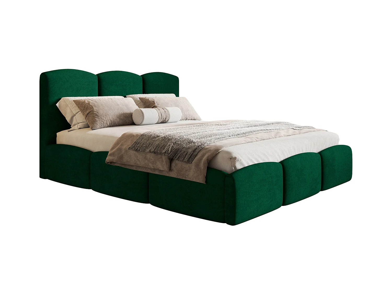 Emporius Lit 160x200 Roma Slim - Lit coffre 160x200, lit double avec Rangement, tissu velvet - Vert (Amor Velvet 4311)