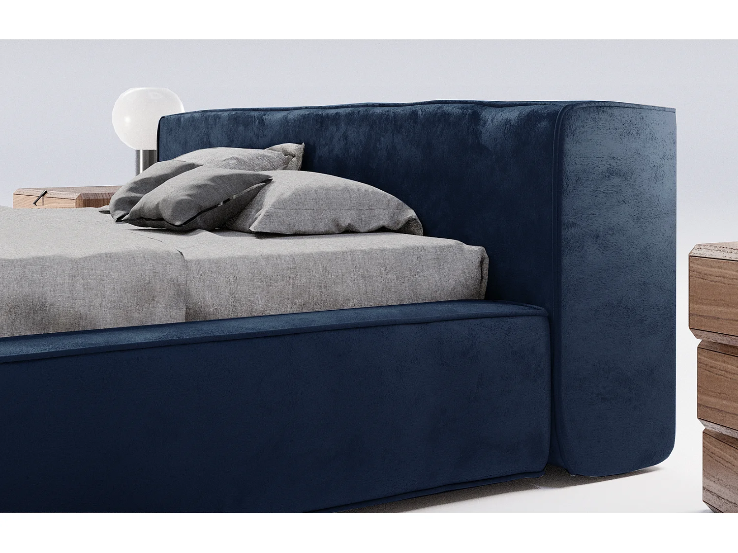 Emporius gestoffeerd bed tweepersoonsbed 180x200 Bueno - lattenbodem, opbergruimte - fluweel - Blauw (Infinity 11)