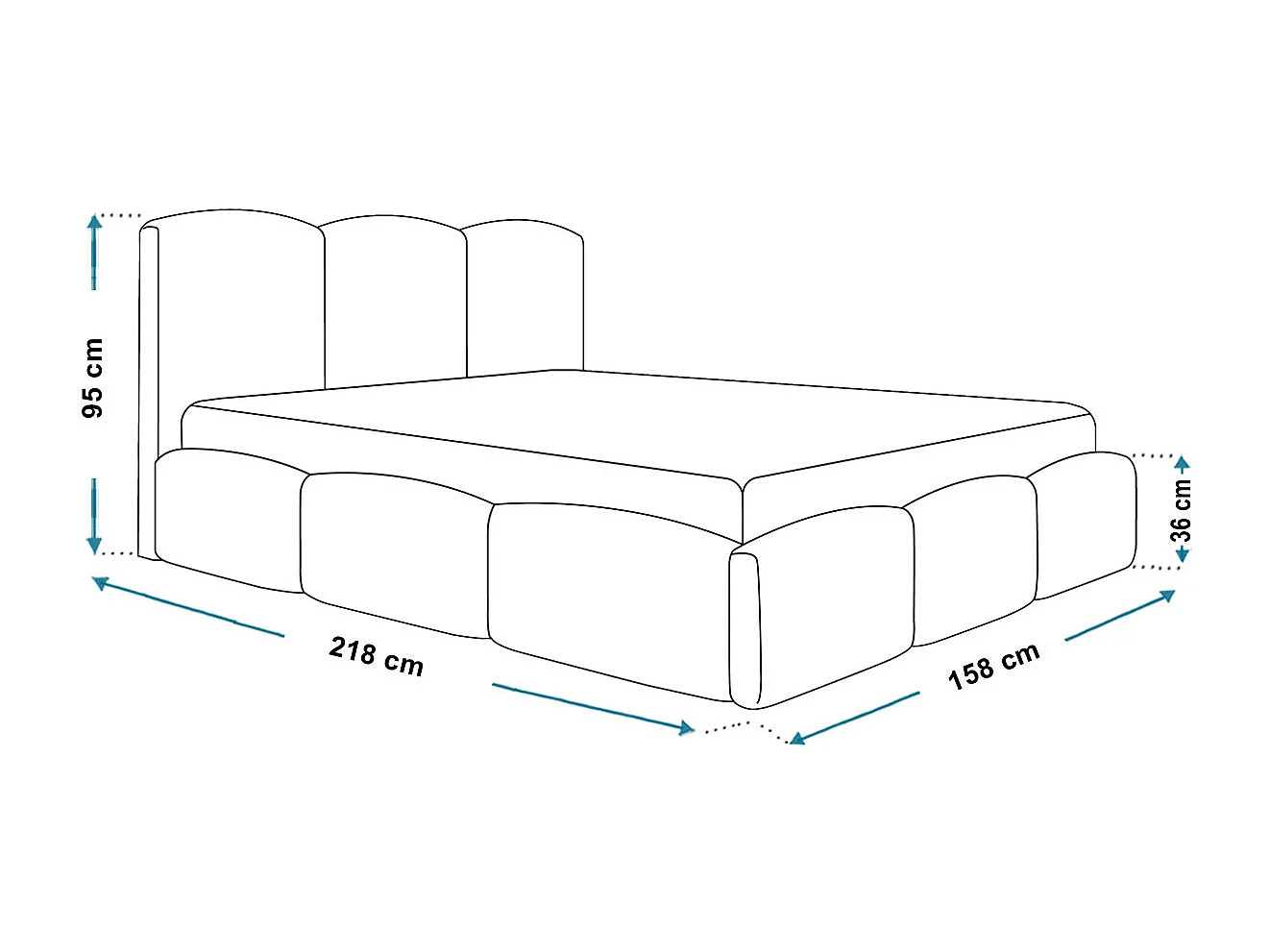 Lit double 140x200 Roma Slim - Lit coffre, tissu bouclé - Beige (Anthology 3)