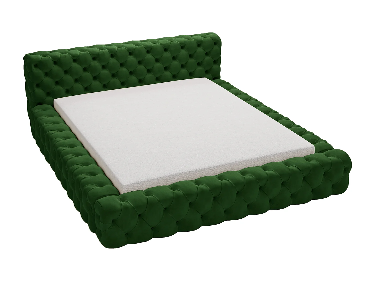 Emporius Lit rembourré avec rangement Vigo, Lit adulte 160x200 cm - Vert (Amor Velvet 4311)