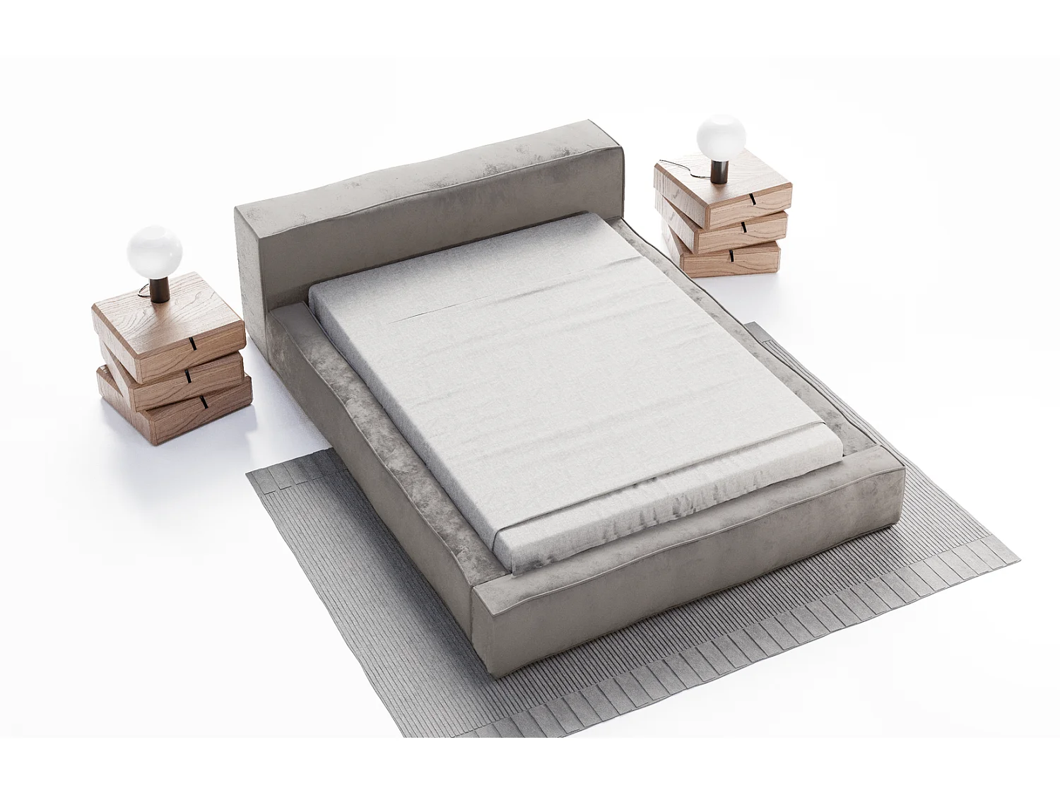 Emporius gestoffeerd bed tweepersoonsbed 160x200 Bueno - lattenbodem, opbergruimte - fluweel - Grijs (Infinity 15)