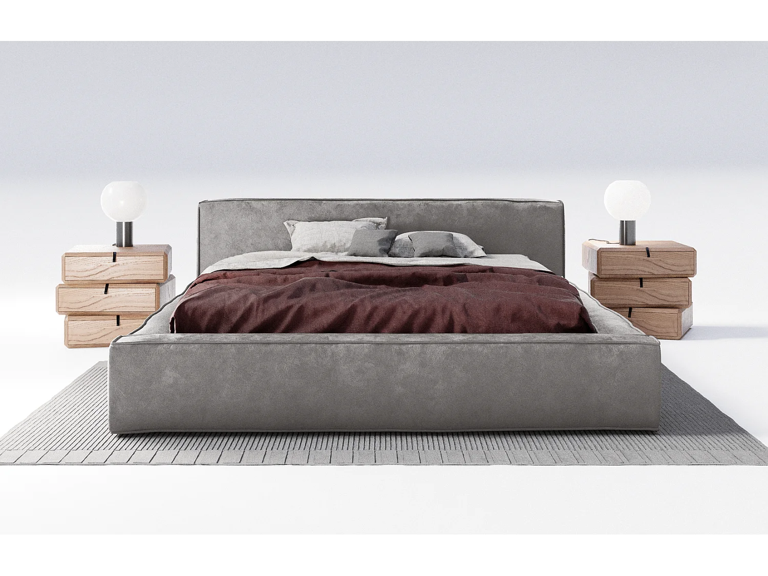 Emporius gestoffeerd bed tweepersoonsbed 160x200 Bueno - lattenbodem, opbergruimte - fluweel - Grijs (Infinity 15)