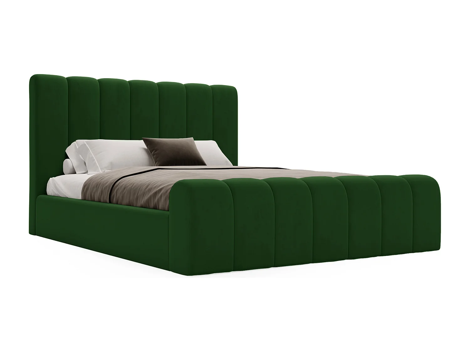 Emporius bed 140x200 Valetta - tweepersoonsbed met opbergruimte, luxe bed met lattenbodem en bedlade - Gestoffeerd bed 140x200 - Groen (Amor Velvet 4311)