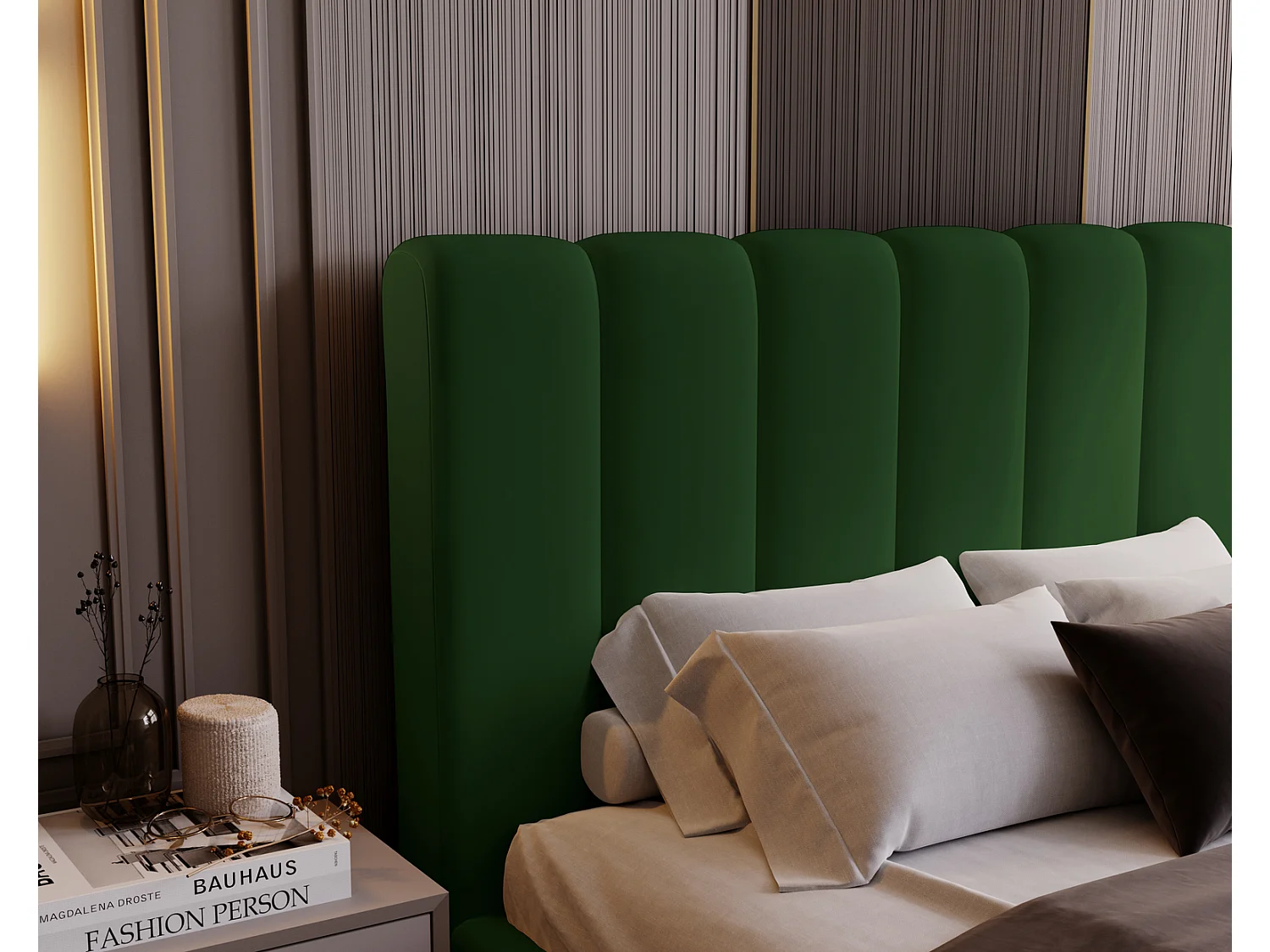 Emporius bed 140x200 Valetta - tweepersoonsbed met opbergruimte, luxe bed met lattenbodem en bedlade - Gestoffeerd bed 140x200 - Groen (Amor Velvet 4311)