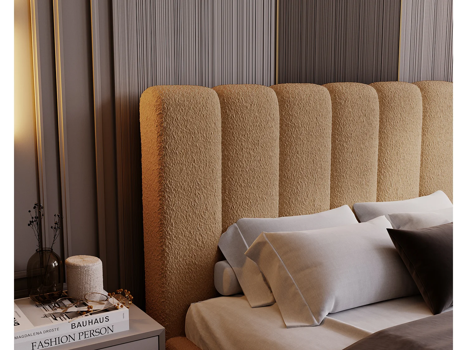 Emporius Lit 180x200 Valetta - Lit Rembourré avec Rangement, Sommier à Lattes, Lit adulte 180x200 bouclé - Orange (Anthology 10)