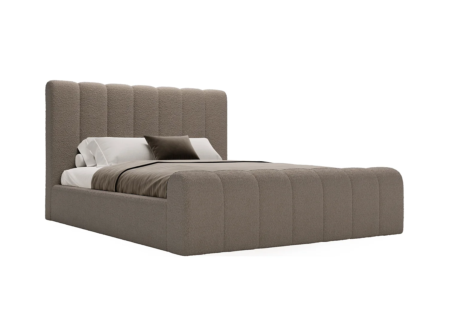 Emporius Lit 180x200 Valetta - Lit Rembourré avec Rangement, Sommier à Lattes, Lit adulte 180x200 bouclé - Gris foncé (Anthology 18)