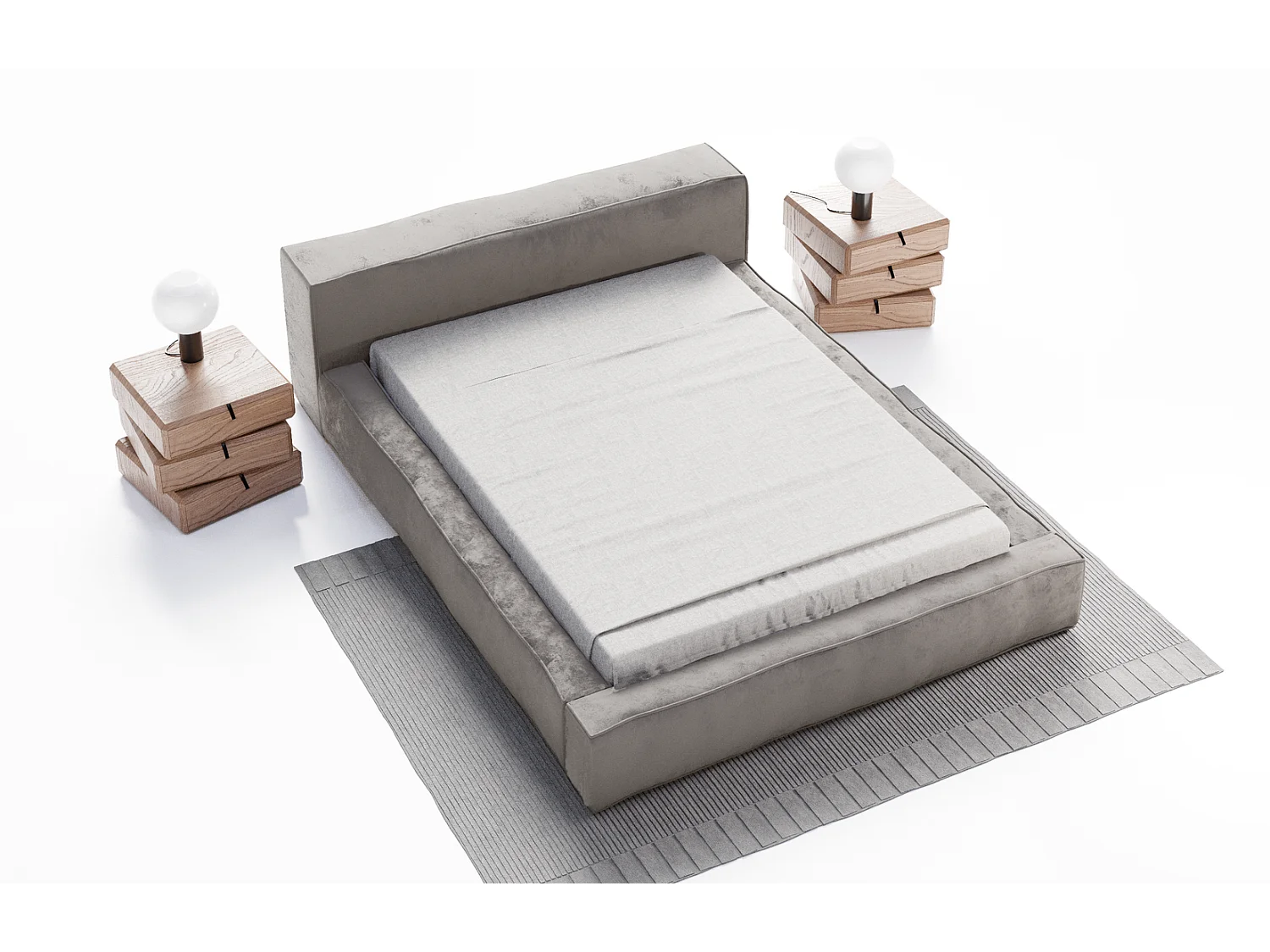 Emporius gestoffeerd bed tweepersoonsbed 140x200 Bueno - lattenbodem, opbergruimte - fluweel - Grijs (Infinity 15)