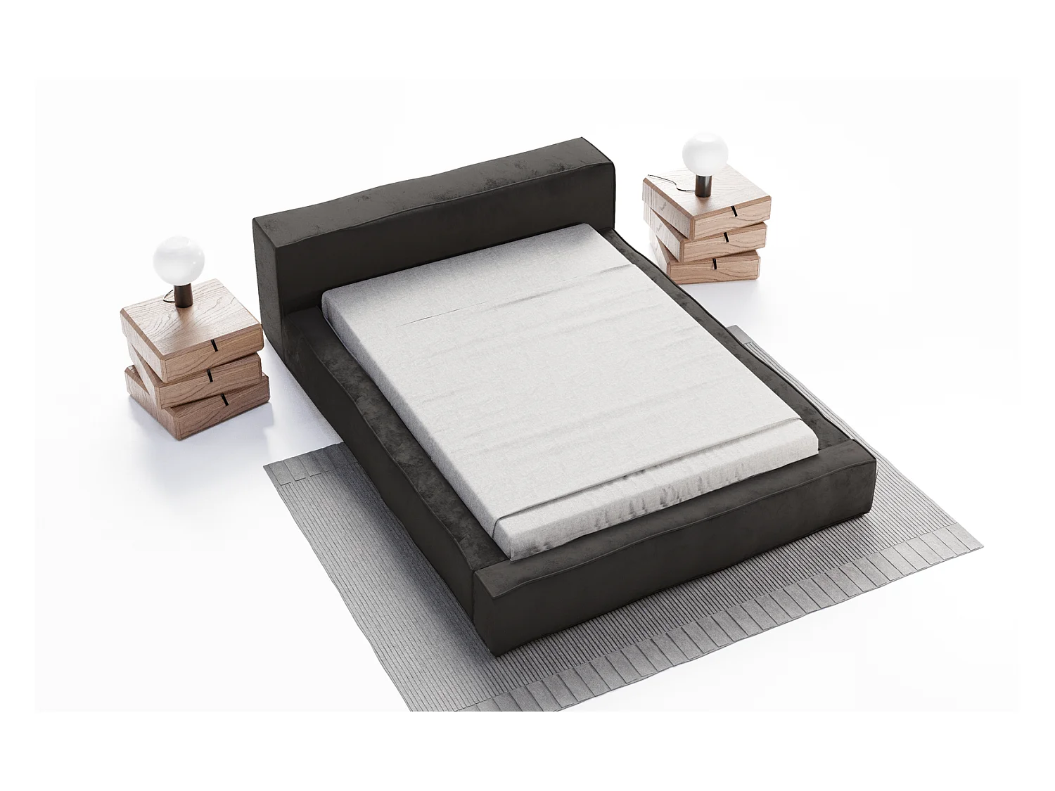 Emporius gestoffeerd bed tweepersoonsbed 140x200 Bueno - lattenbodem, opbergruimte - fluweel - Zwart (Infinity 18)