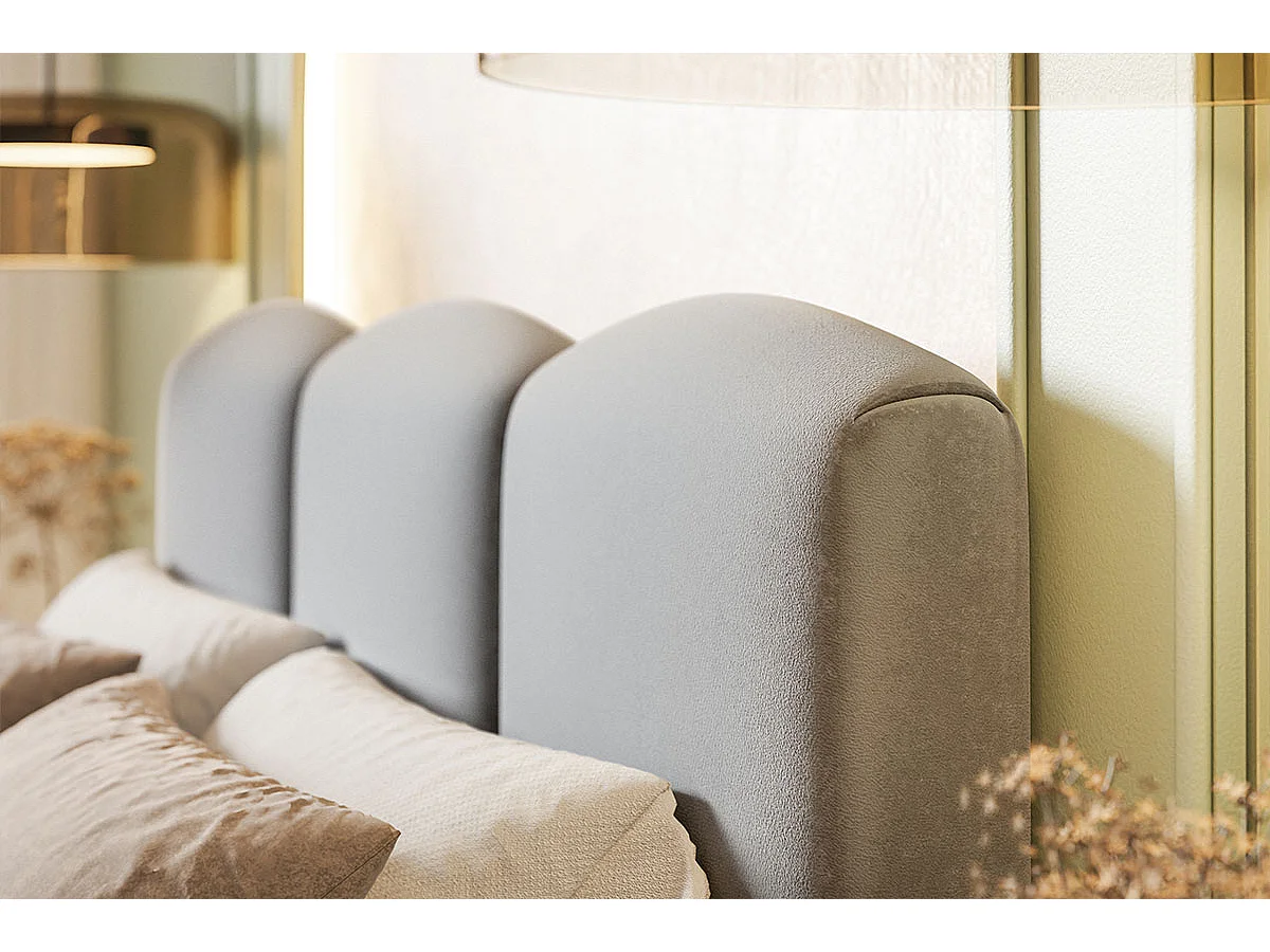 Emporius Polsterbett 160x200 Roma Slim - Bett vom Hersteller, mit Bettkasten, Velvet stoff, dickem Schaumstoff (Beige - Amor Velvet 4304)