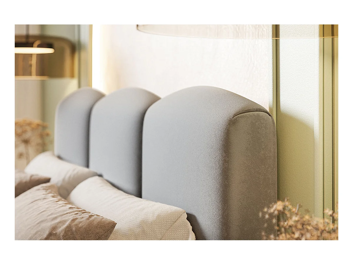 Emporius Lit 160x200 Roma Slim - Lit coffre 160x200, lit double avec Rangement, tissu velvet - Beige (Amor Velvet 4304)