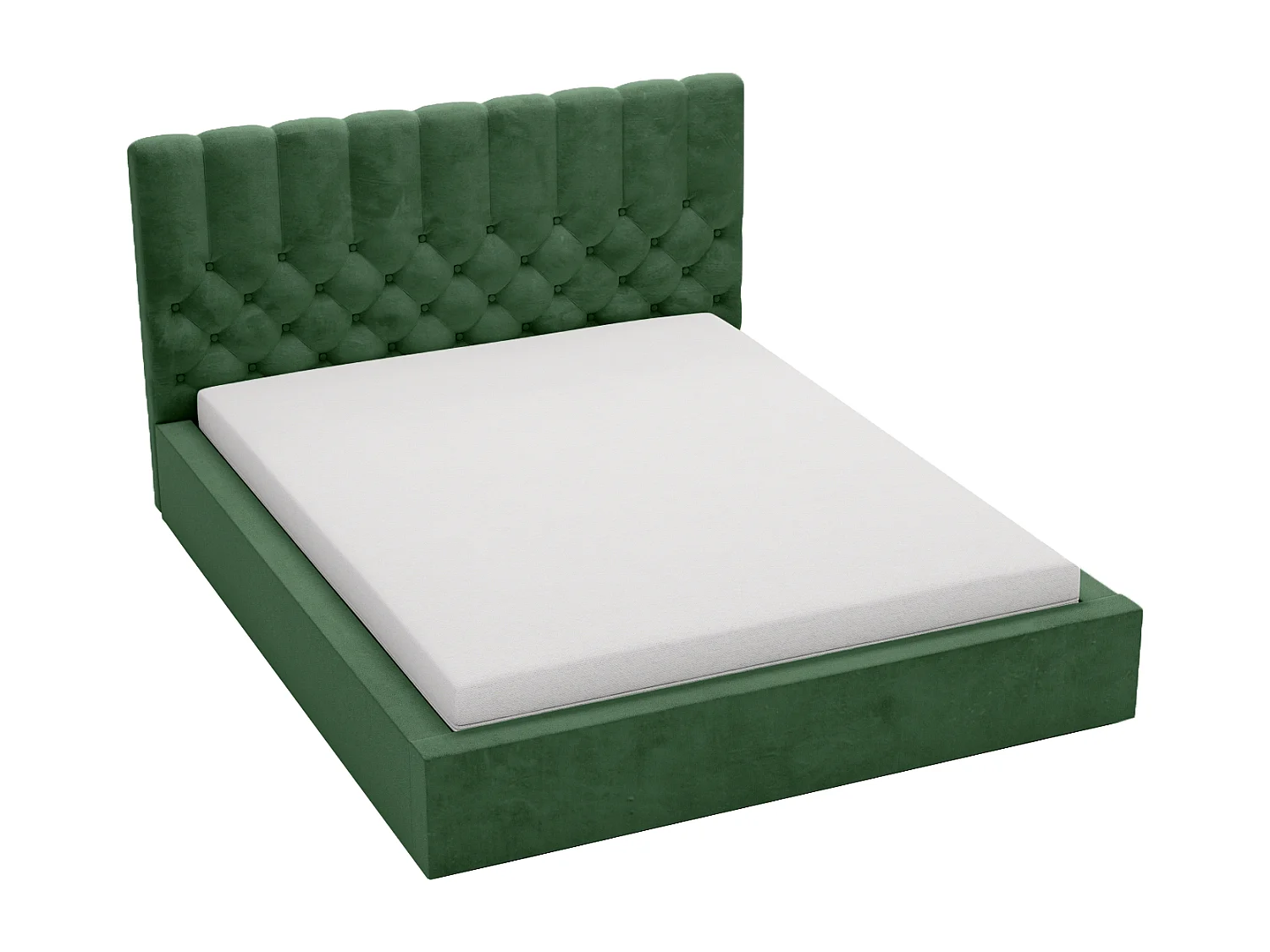 Emporius Lit rembourré 140x200 Sevilla - tête de lit, Haute rembourrée, Rangement - Lit chesterfield Vert (Magic Velvet 2225)