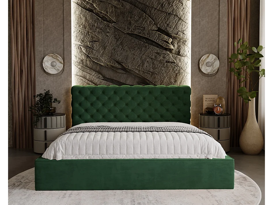 Emporius Polsterbett 180x200cm Lisbon - Bett mit Lattenrost, Bettkasten, Kopfteil - Schlafzimmerbett, doppelbett 180x200 - Velvet Hellgrau (Magic Velvet 2218)