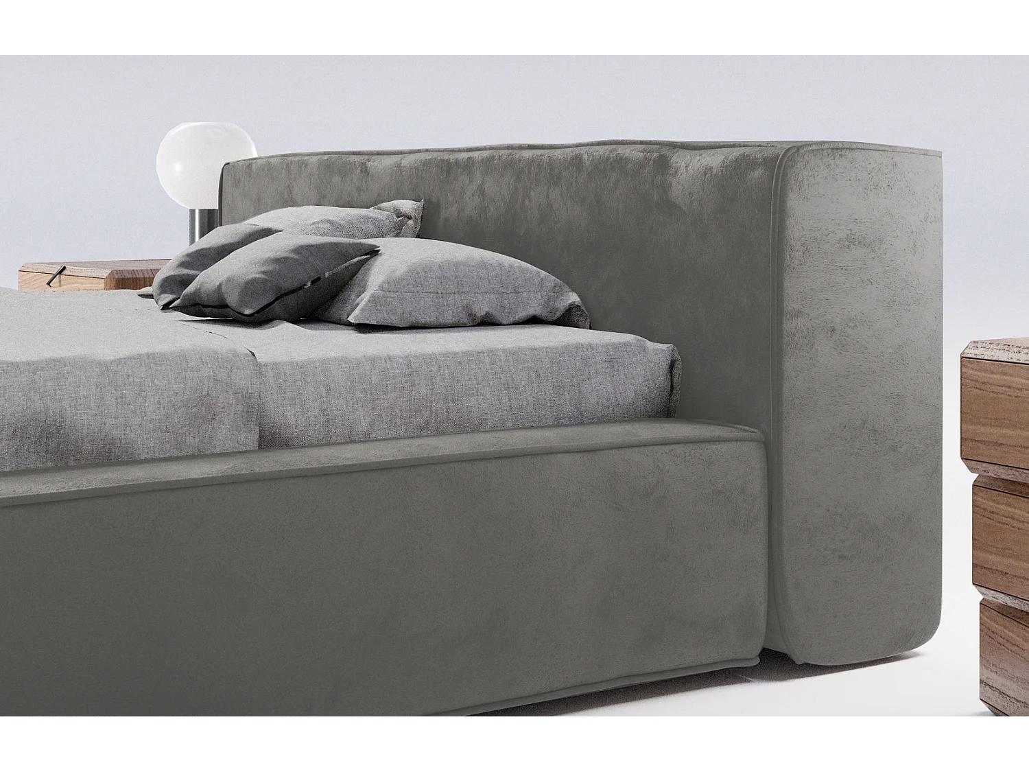 Emporius Lit double avec Rangement 180x200 Bueno - Lit rembourré, Sommier à Lattes, Tête de Lit - Gris (Infinity 15)