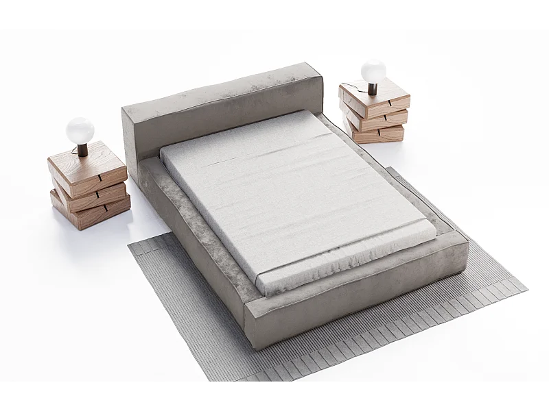 Emporius Lit double avec Rangement 180x200 Bueno - Lit rembourré, Sommier à Lattes, Tête de Lit - Gris (Infinity 15)