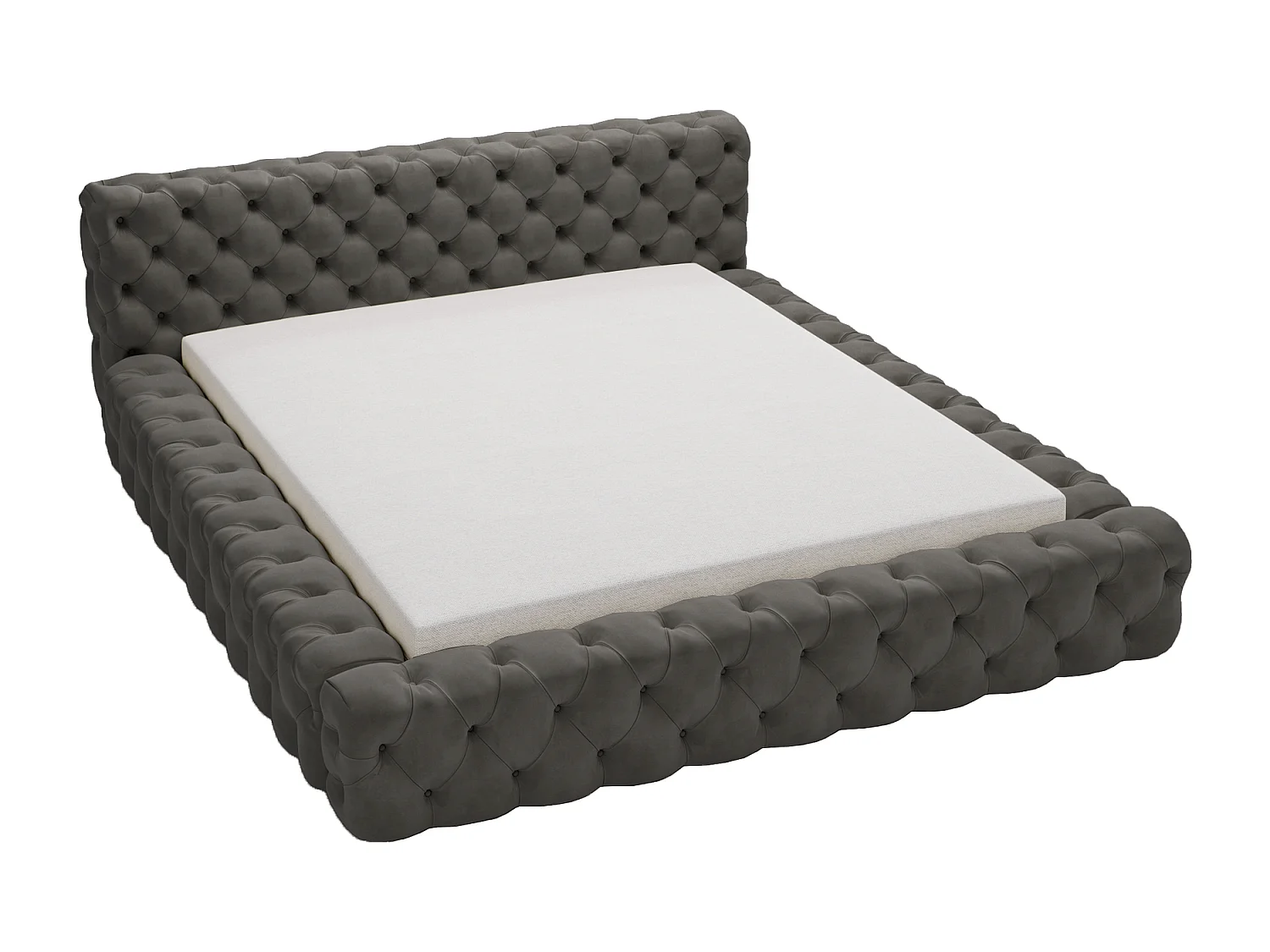 Emporius Lit rembourré avec rangement Vigo, Lit adulte 180x200 cm - Gris foncé (Amor Velvet 4321)