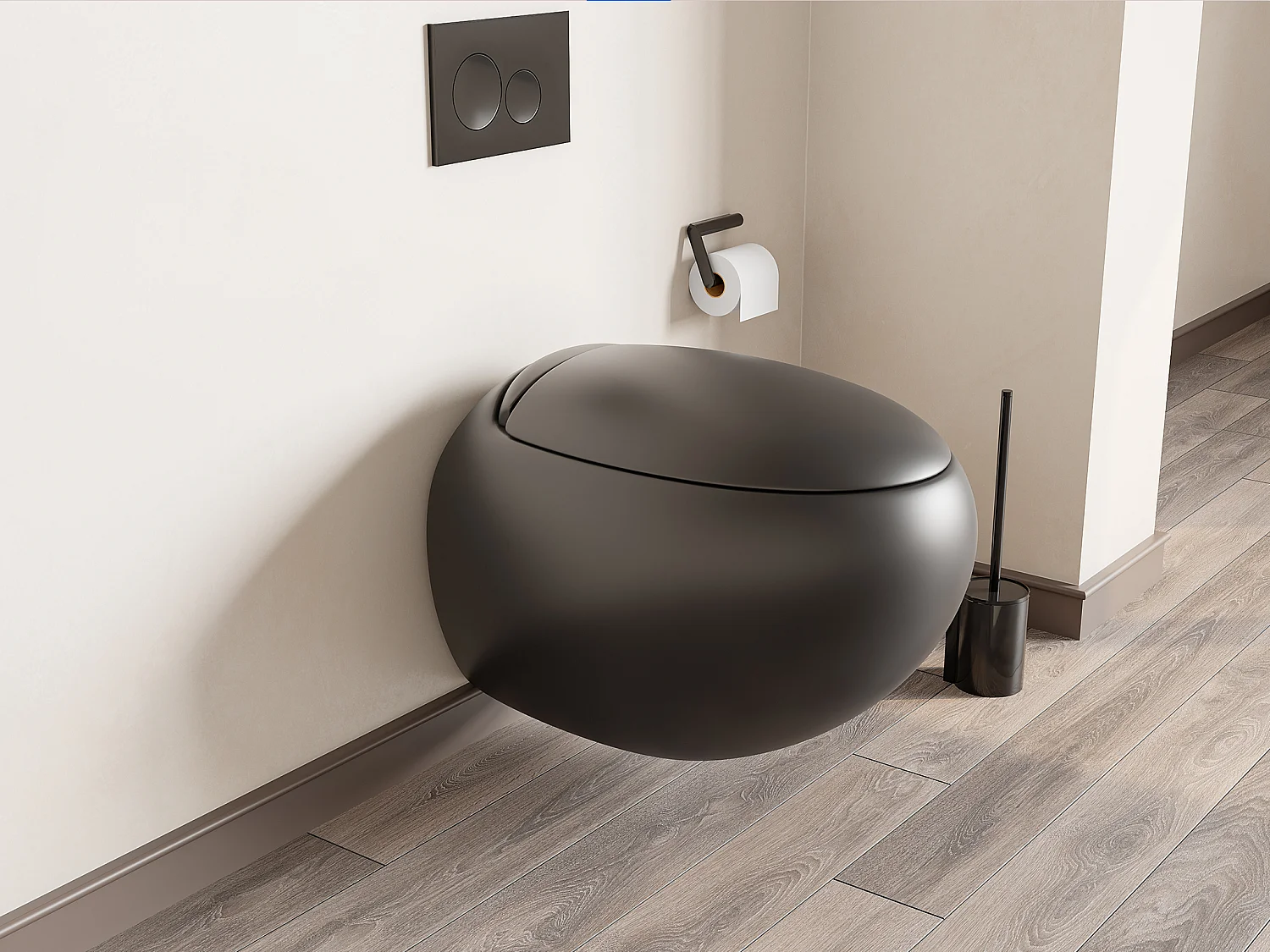 WC suspendu noir mat en céramique - HURO II
