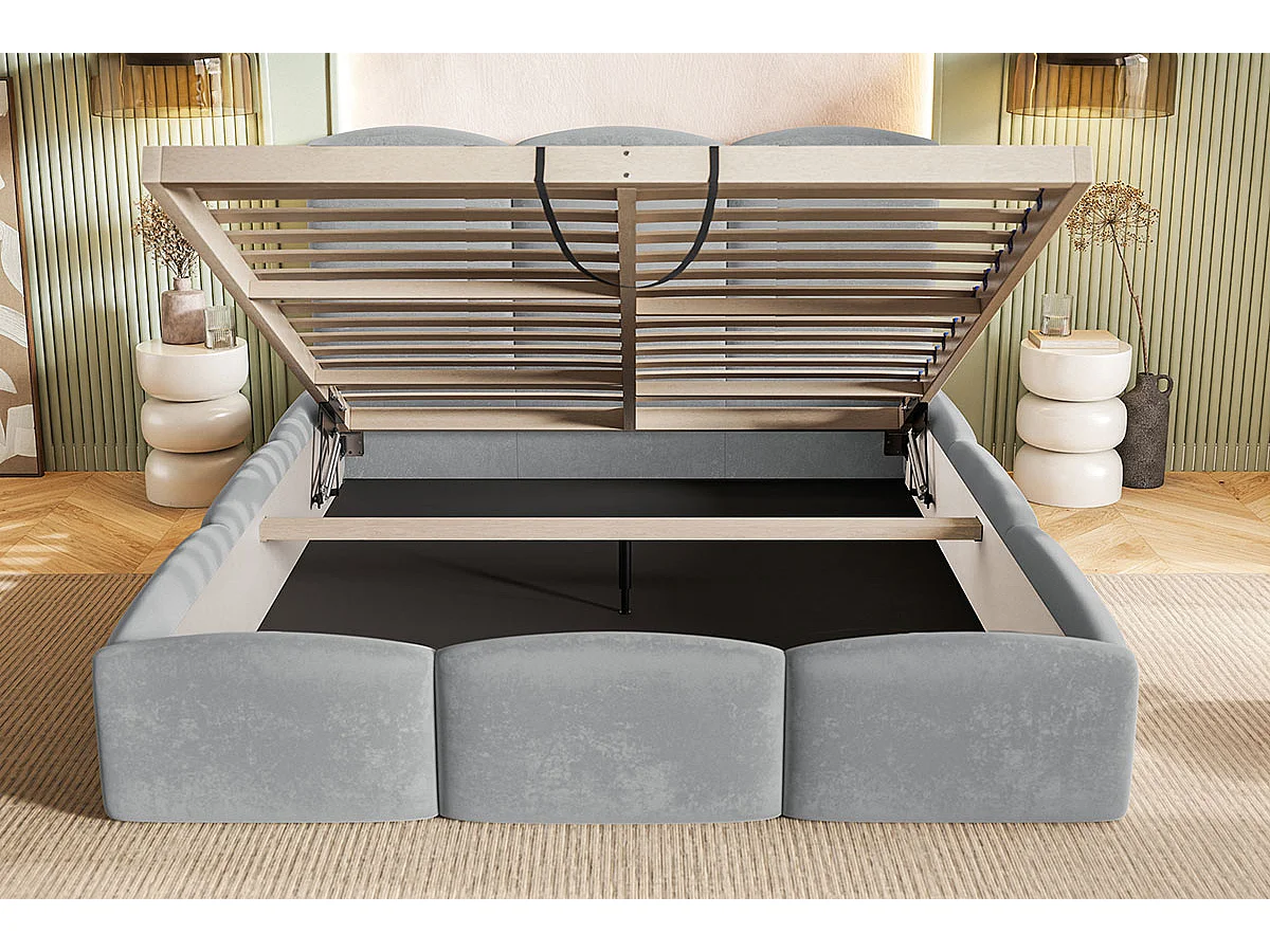 Emporius Polsterbett 160x200 Roma Slim - Bett vom Hersteller, mit Bettkasten, Velvet stoff, dickem Schaumstoff (Schwarz  - Amor Velvet 4322)