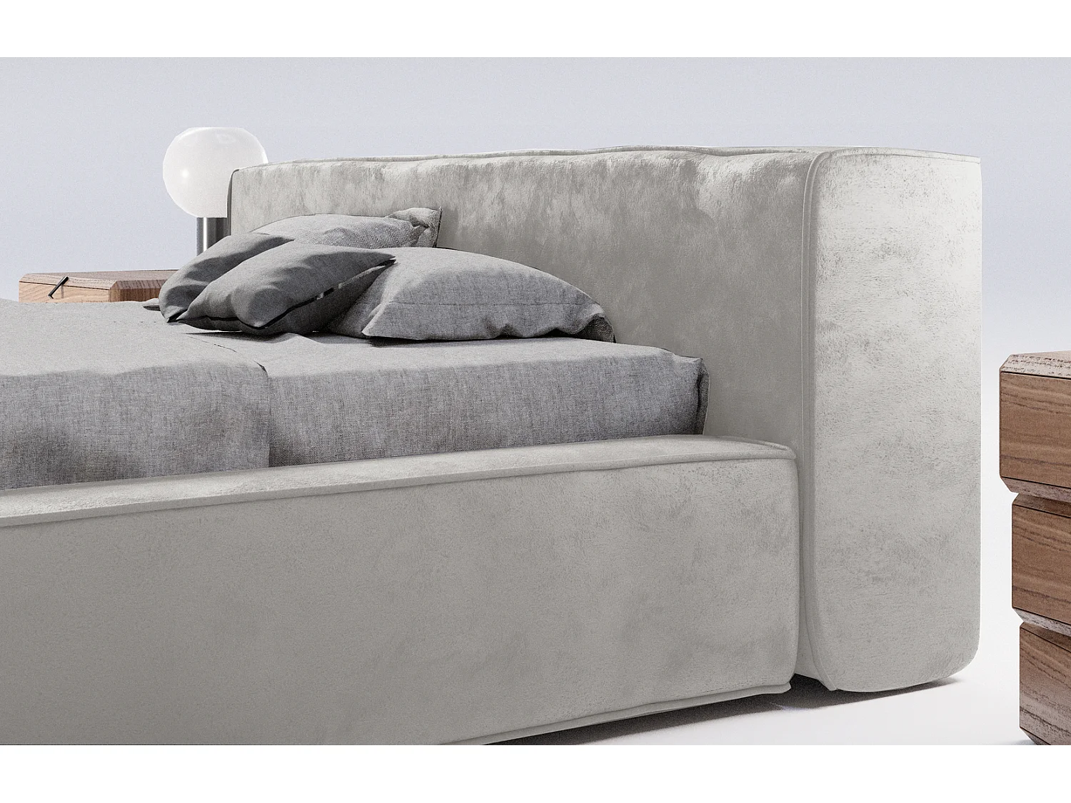 Emporius gestoffeerd bed tweepersoonsbed 160x200 Bueno - lattenbodem, opbergruimte - fluweel - Zilver (Infinity 14)