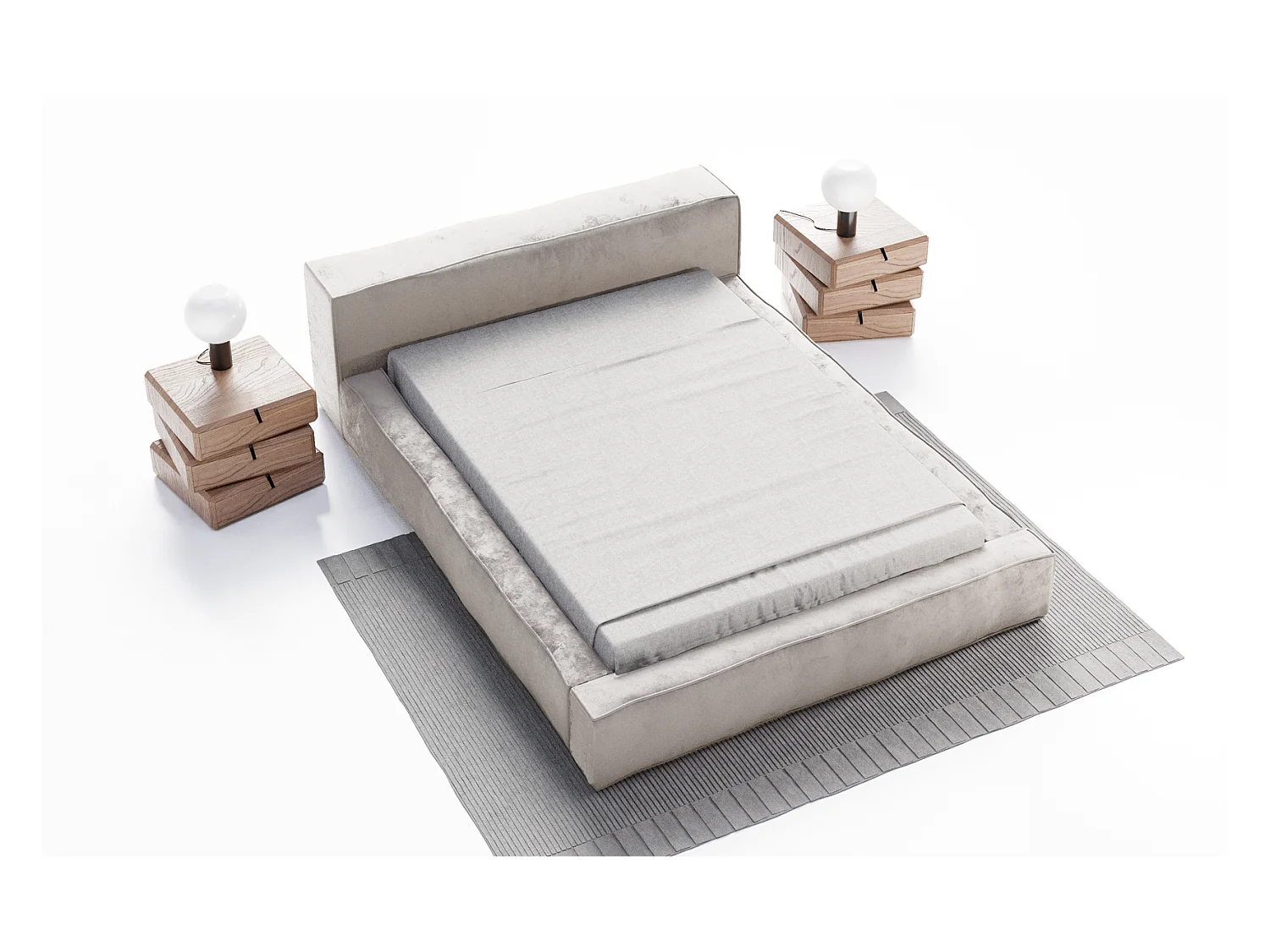 Emporius Lit double avec Rangement 160x200 Bueno - Lit rembourré, Sommier à Lattes, Tête de Lit - Argent (Infinity 14)