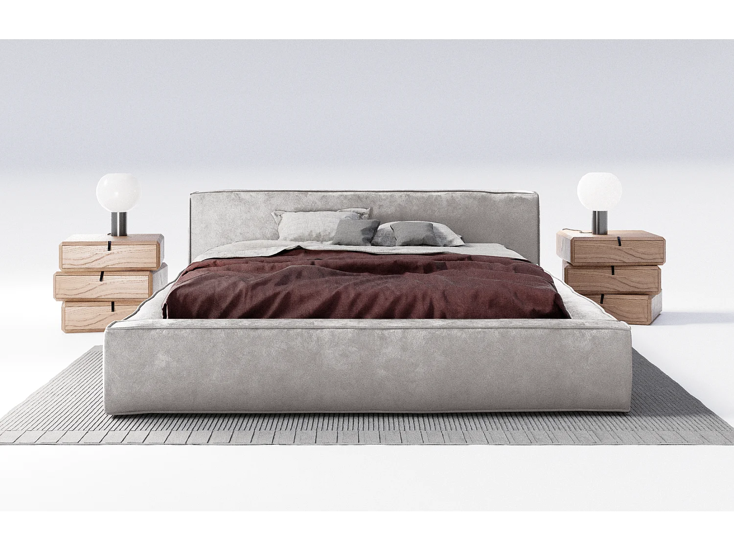 Emporius gestoffeerd bed tweepersoonsbed 160x200 Bueno - lattenbodem, opbergruimte - fluweel - Zilver (Infinity 14)