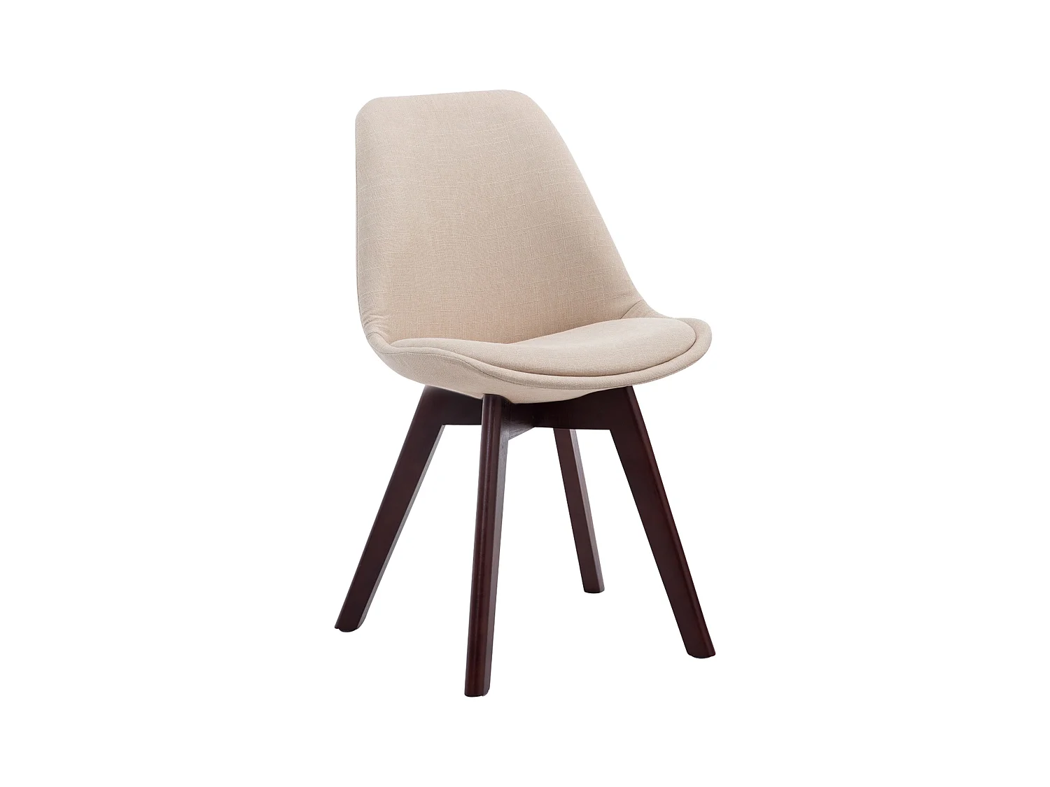 chaise salle à manger - Tissu & Noyer - Crème - Borneo