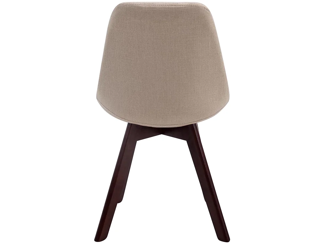chaise salle à manger - Tissu & Noyer - Crème - Borneo