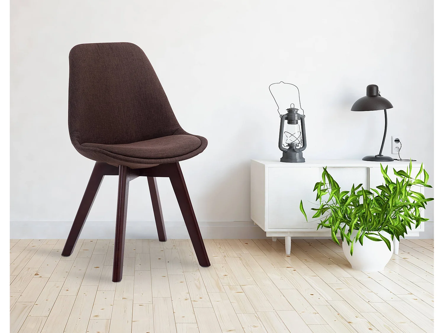 Esszimmerstuhl - Stoff & walnuss - braun - Borneo