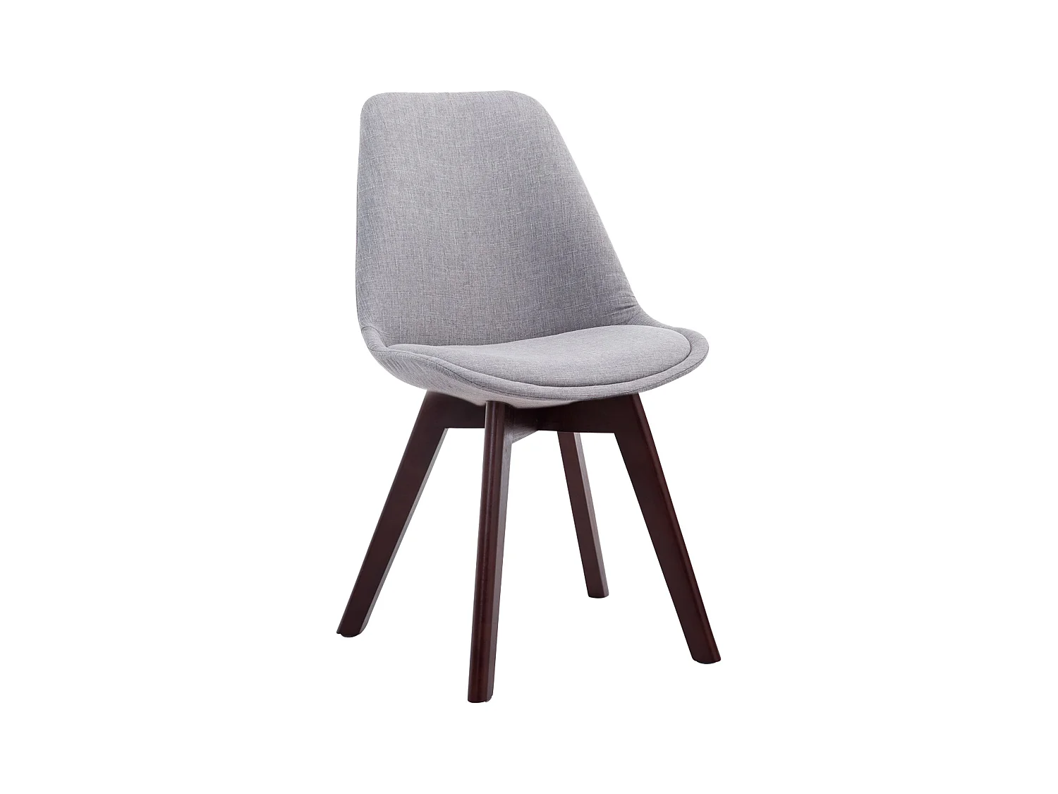 chaise salle à manger - Tissu & Noyer - Gris - Borneo