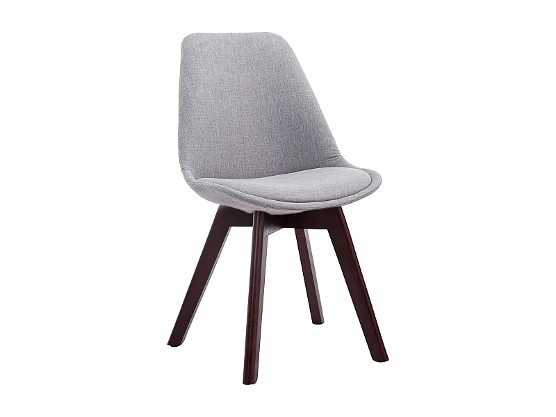 chaise salle à manger - Tissu & Noyer - Gris - Borneo