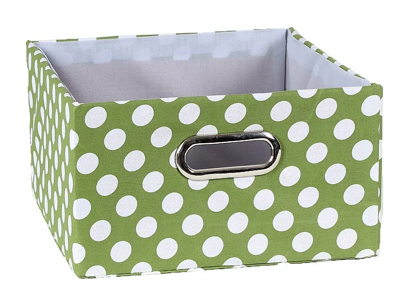 Cassetto in tessuto verde a pois bianchi